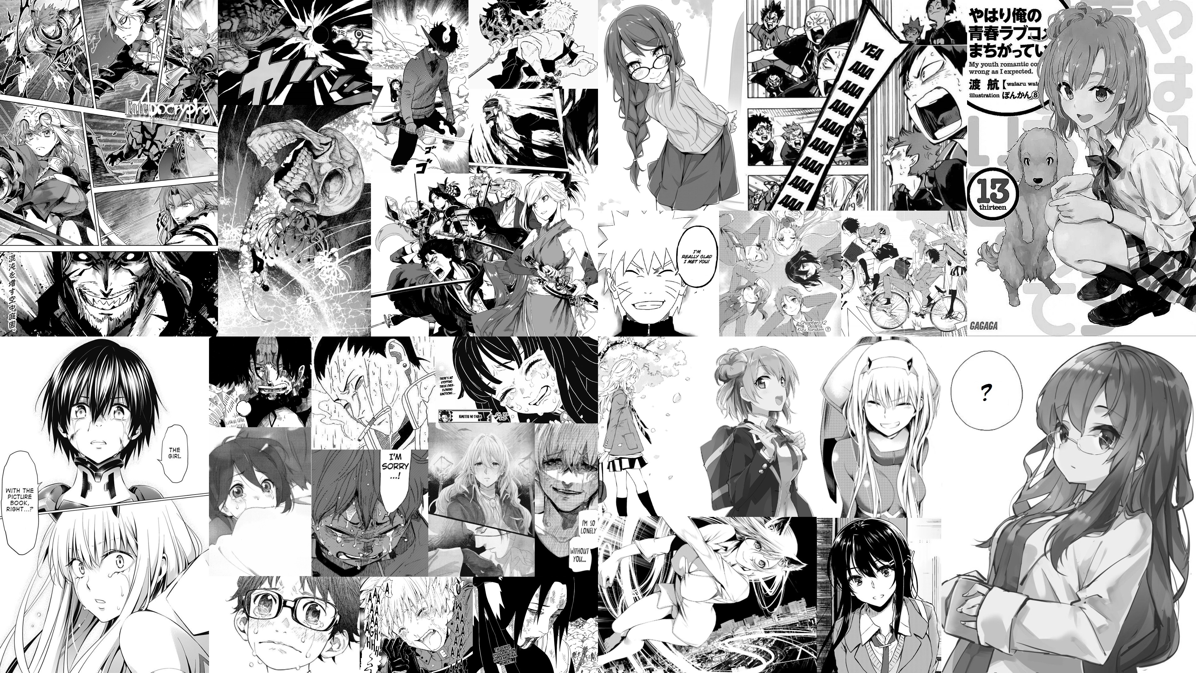 Manga collage with various characters HD Wallpaper