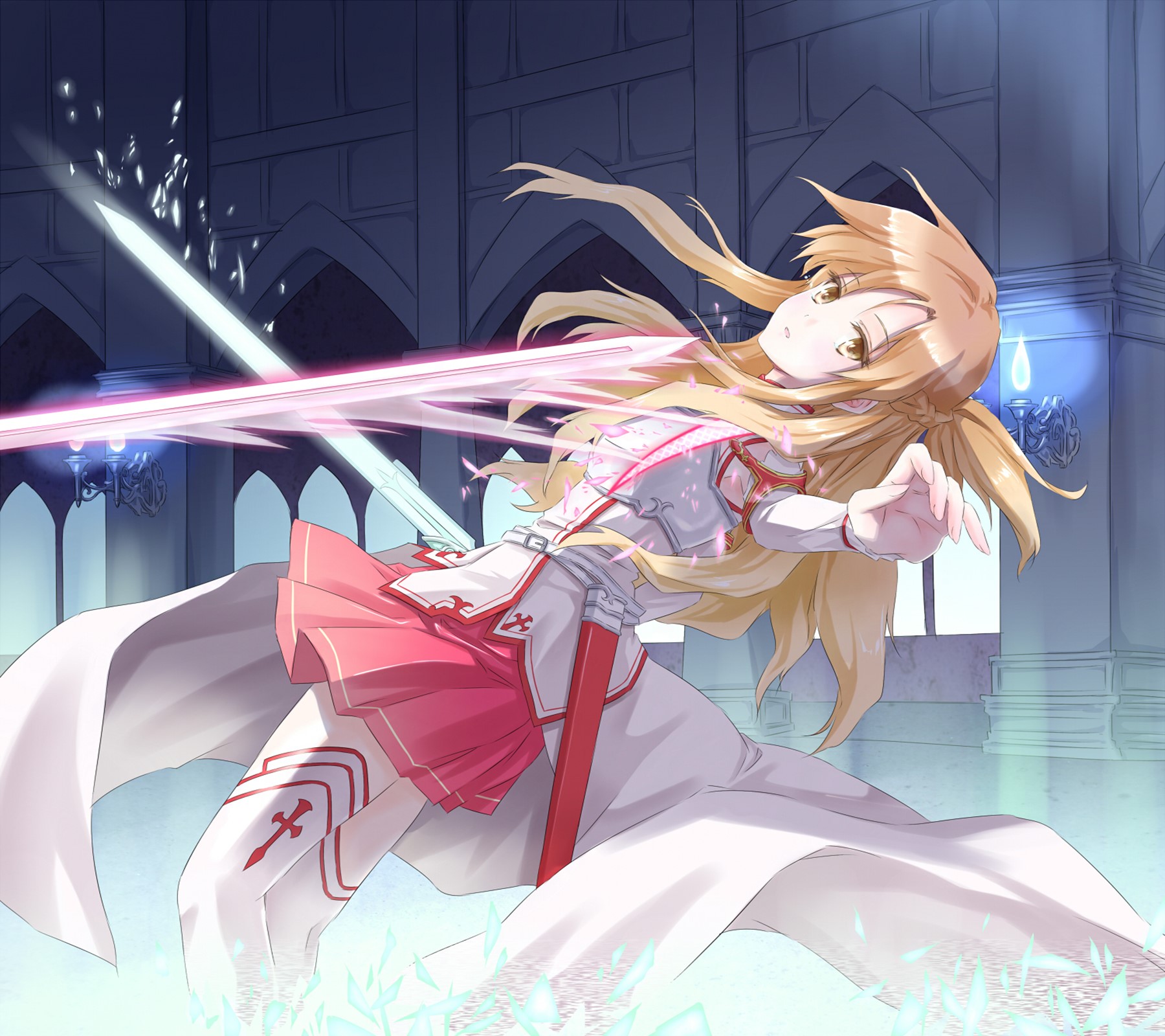 Asuna Yuuki from Sword Art Online fighting HD Wallpaper