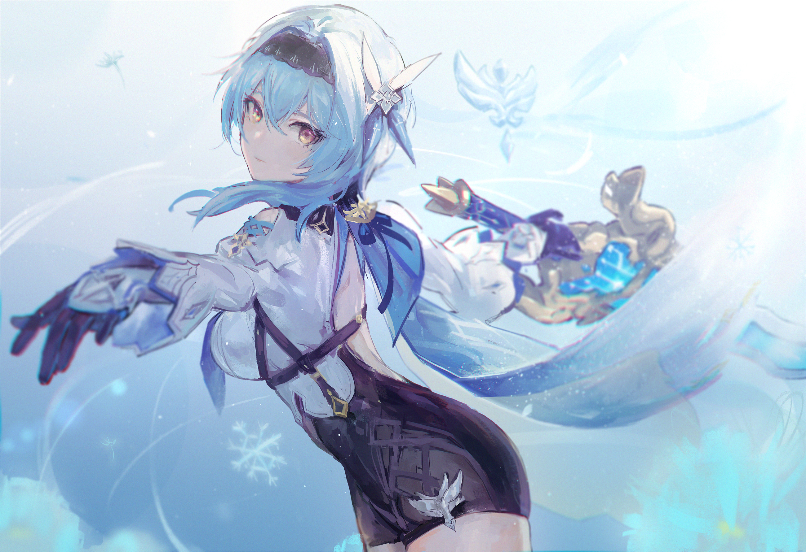 Eula from Genshin Impact in a wintery scene HD Wallpaper