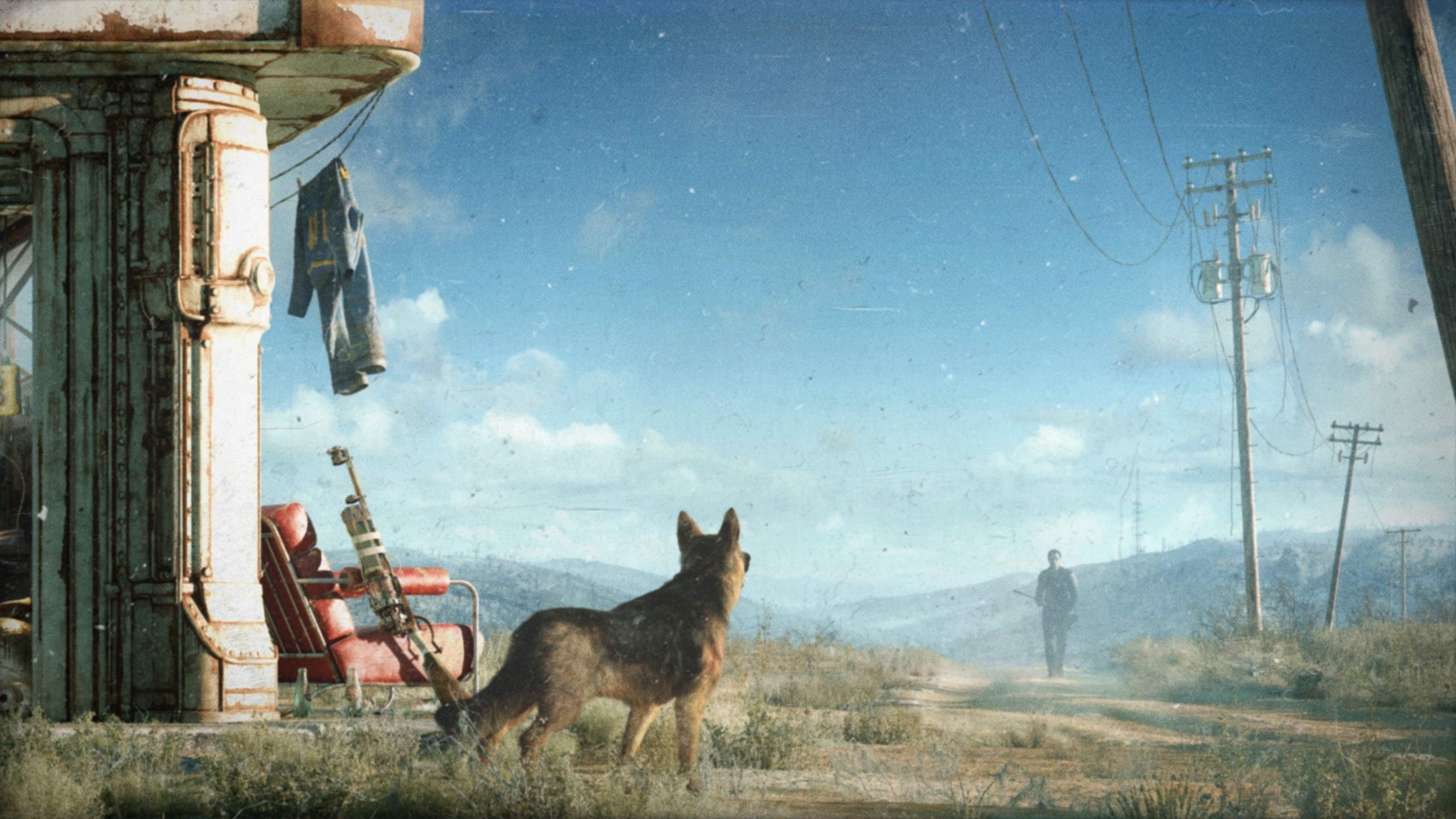 Dogmeat and a man in Fallout 4 HD Wallpaper