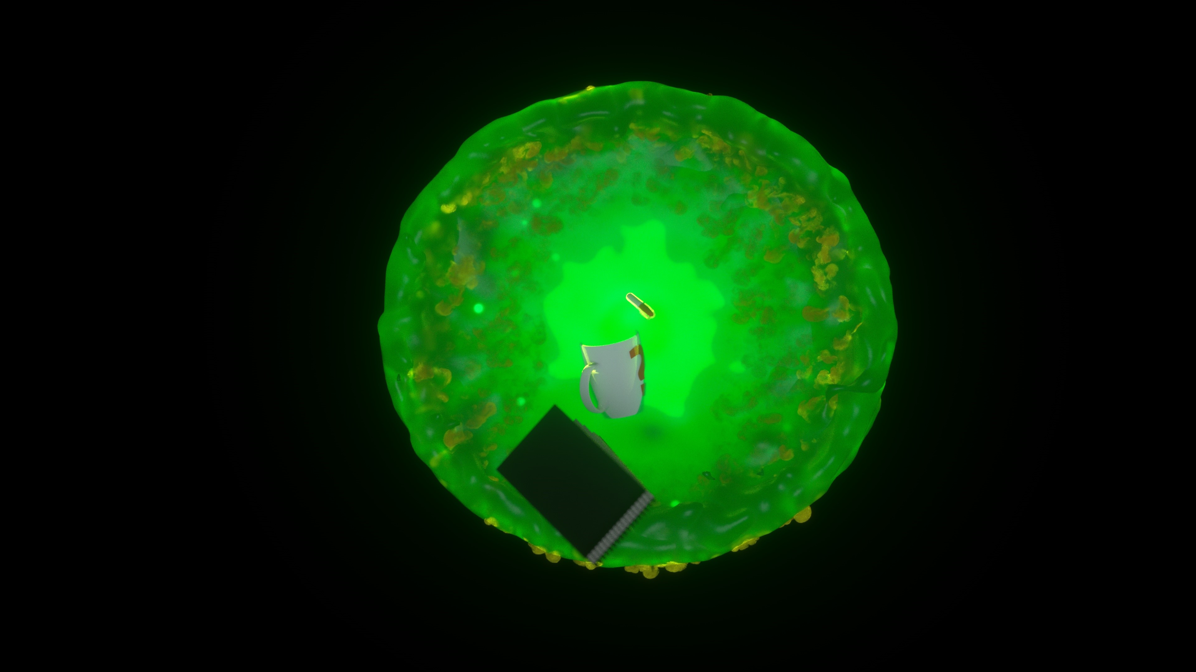 3D illustration of a cell with a character and a book HD Wallpaper