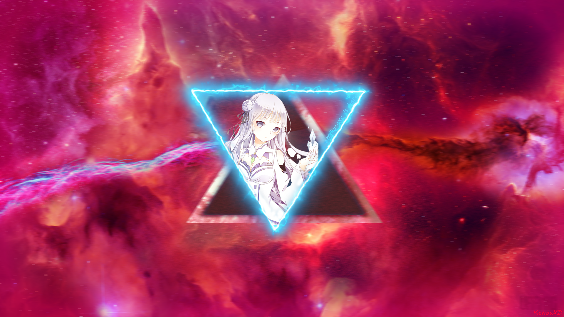 Emilia from Re: Zero in a Neon Triangle HD Wallpaper