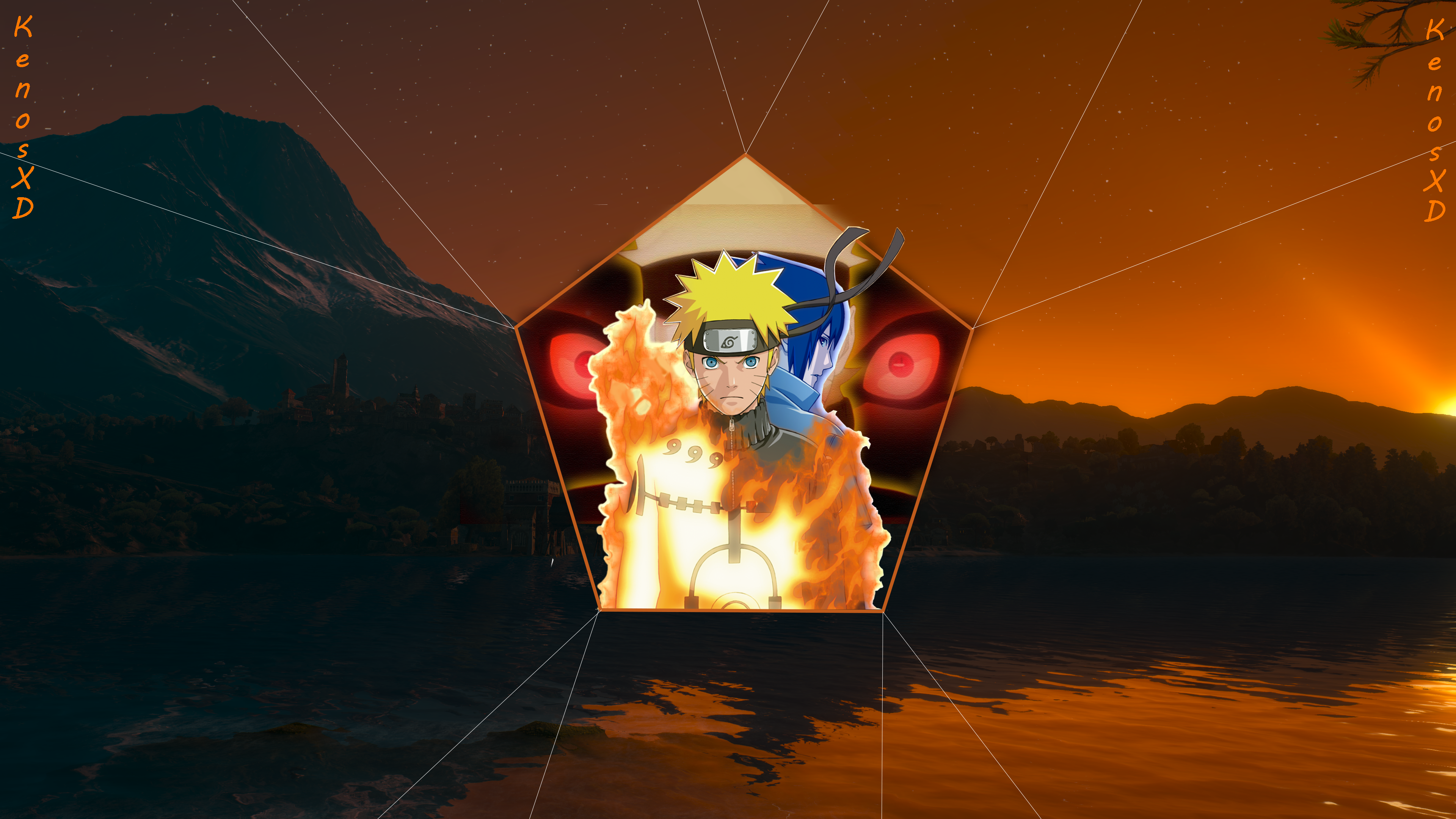 Naruto and Sasuke from Naruto with Nine-Tails HD Wallpaper