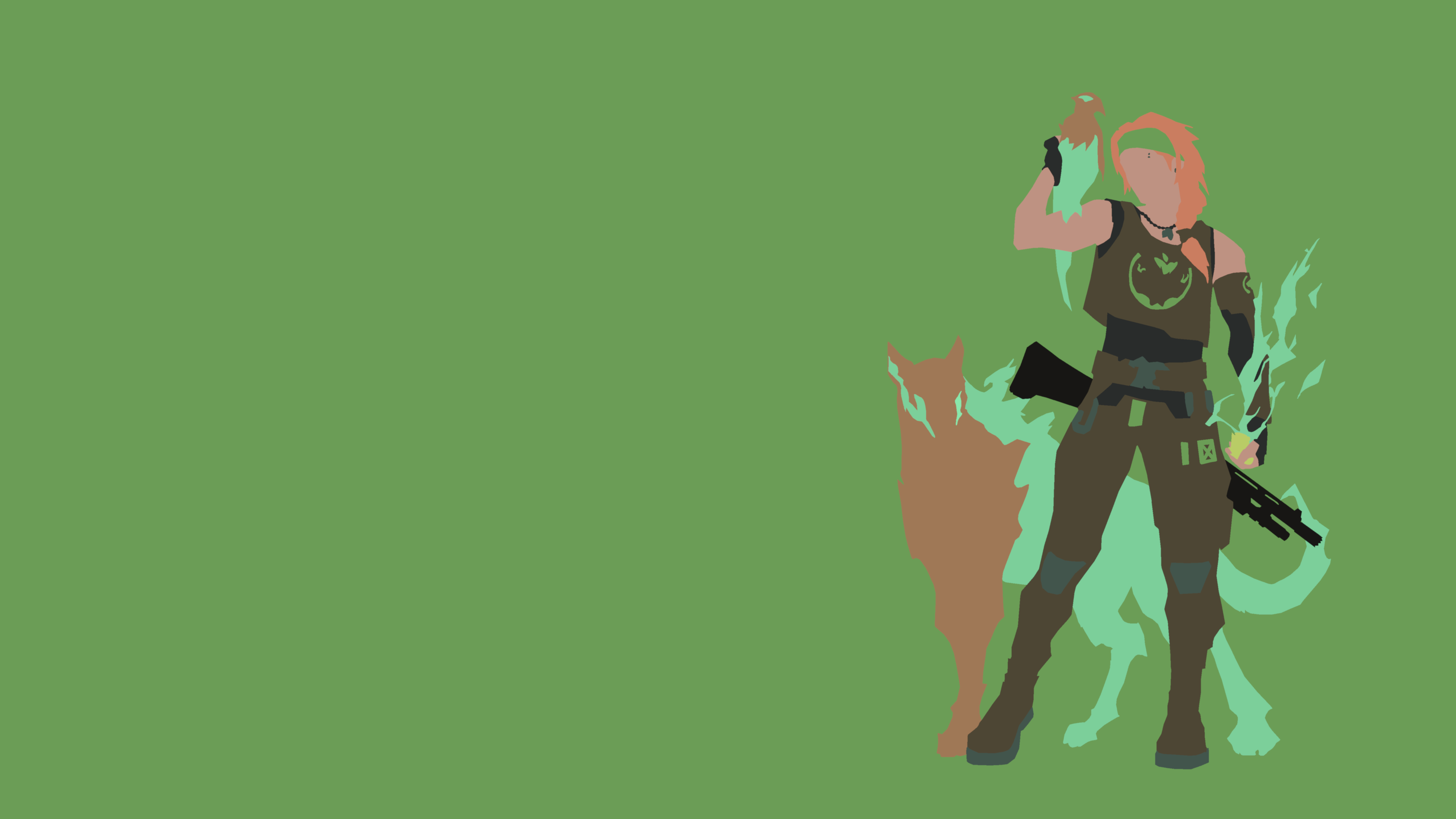 Skye from Valorant with wolf and gun HD Wallpaper
