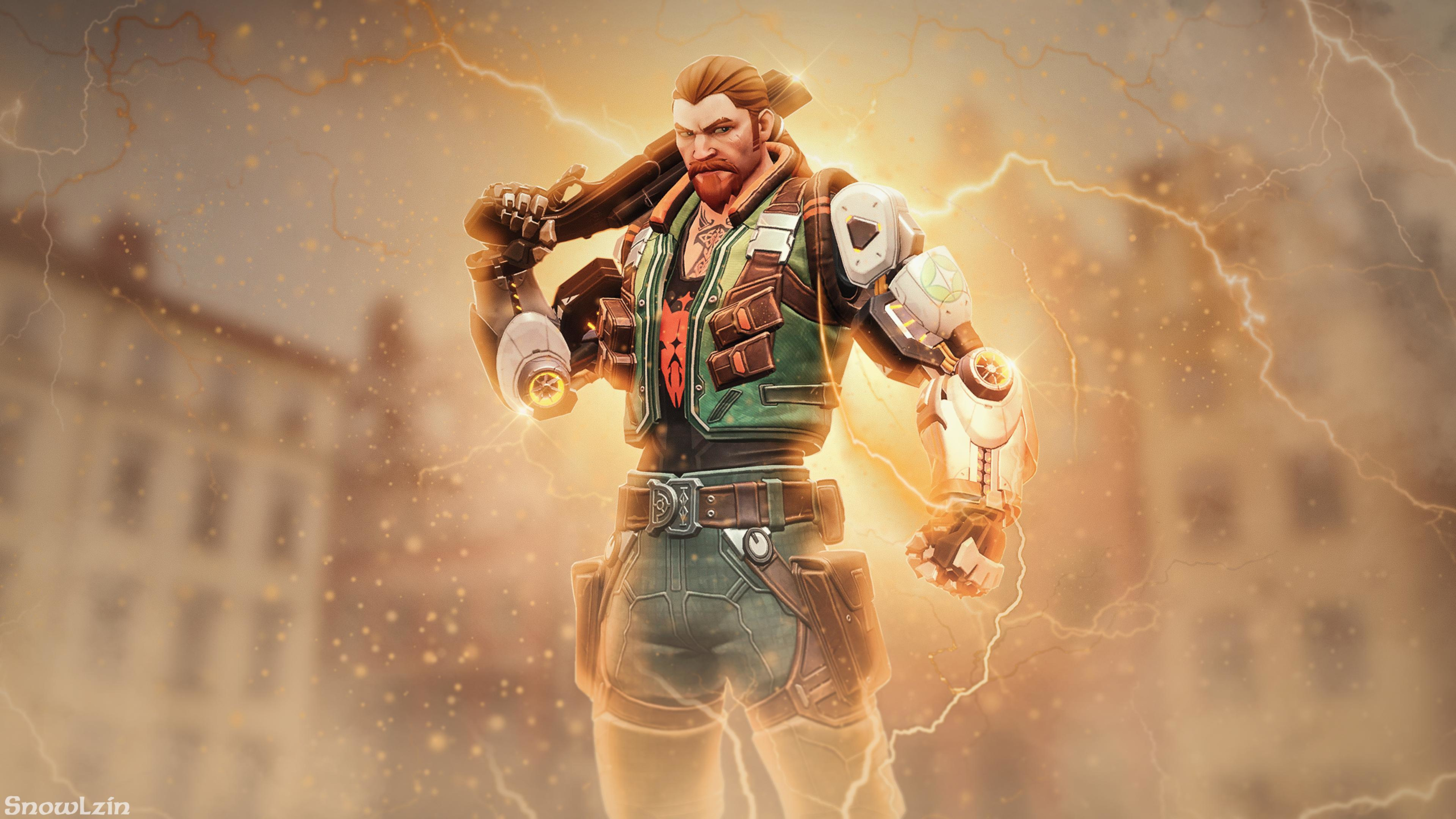 Breach from Valorant with lightning effects HD Wallpaper