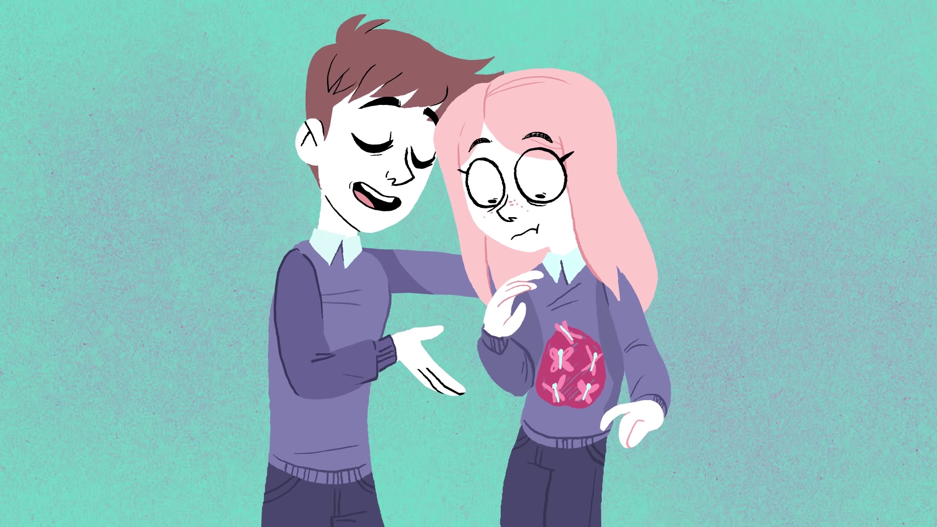 Couple with butterflies on sweater HD Wallpaper