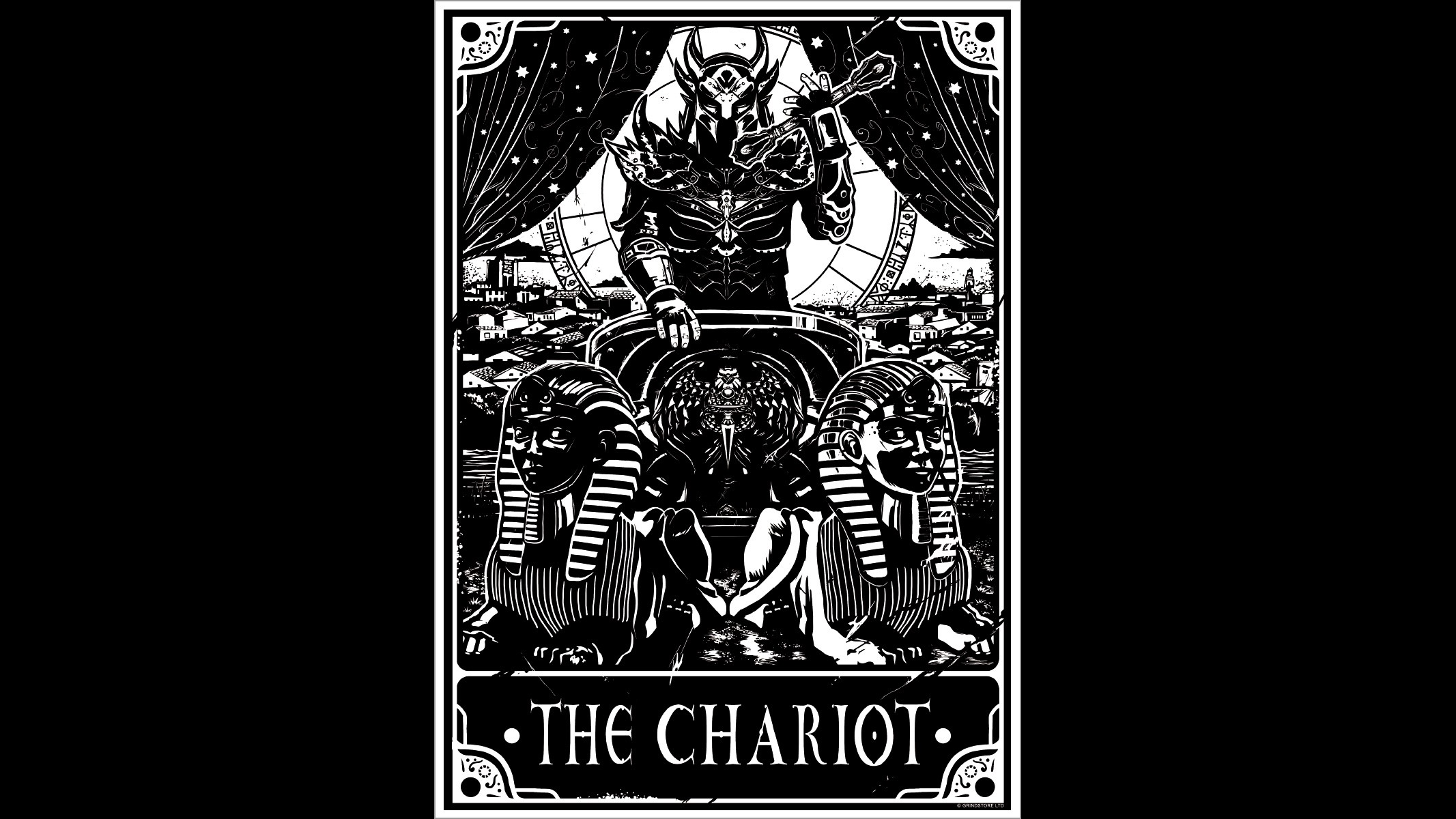 The Chariot Tarot Card with Sphinxes and Warrior HD Wallpaper