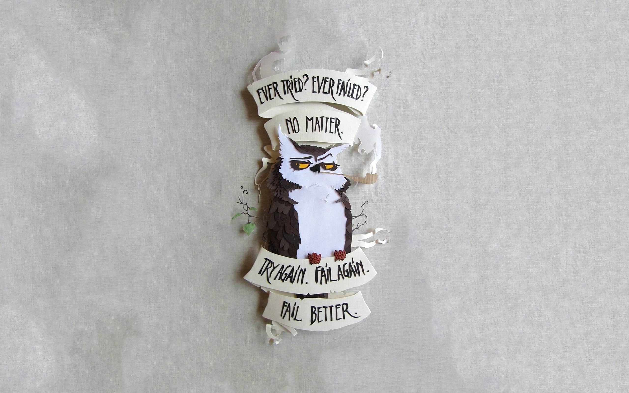 Paper art owl with motivational quote HD Wallpaper