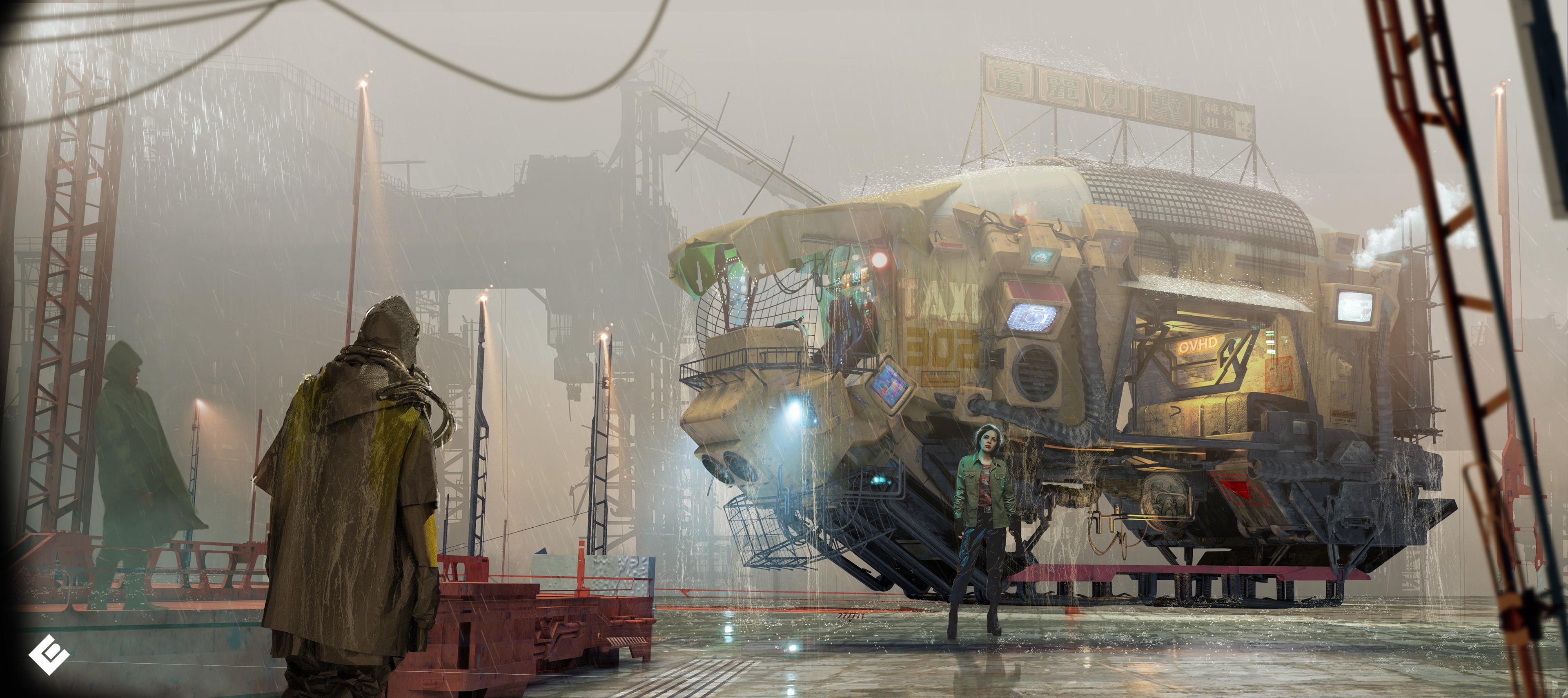 4K Science Fiction Artwork of a Futuristic Taxi HD Wallpaper