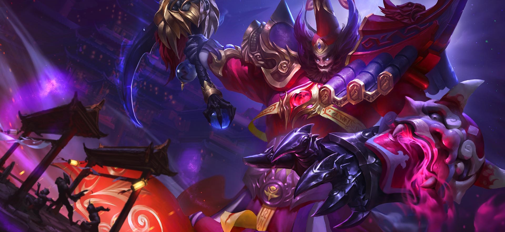 Fantasy art of a demonic jester character in battle HD Wallpaper