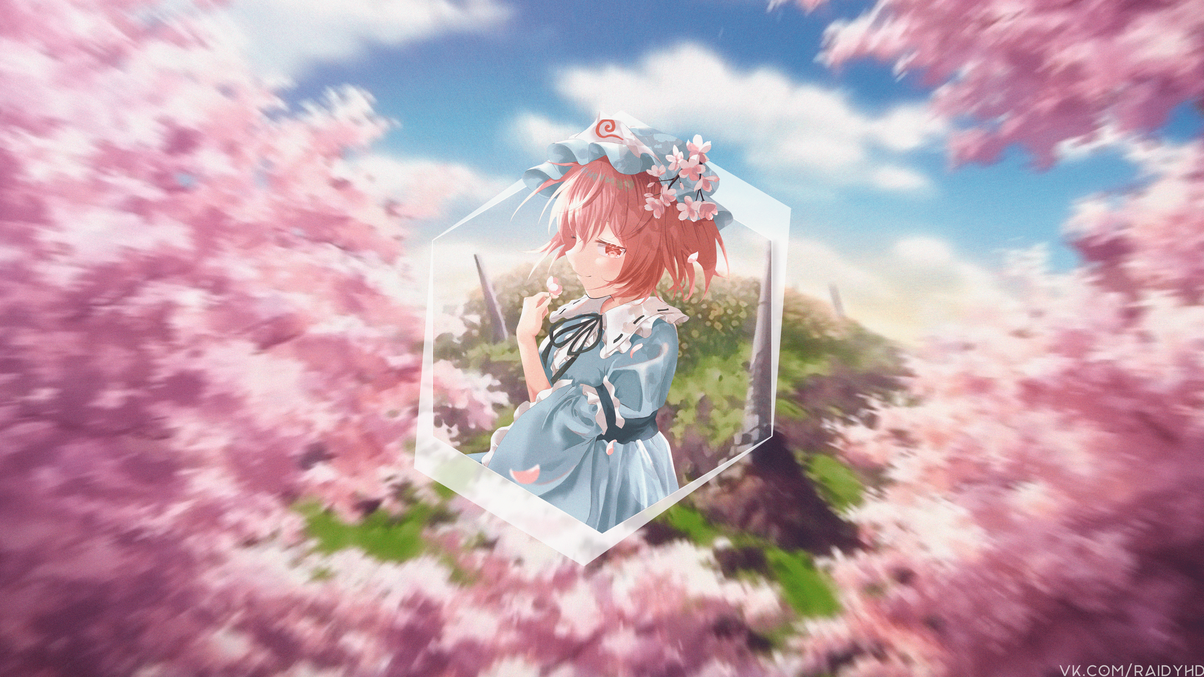 4K anime girl with cherry blossoms HD Wallpaper
