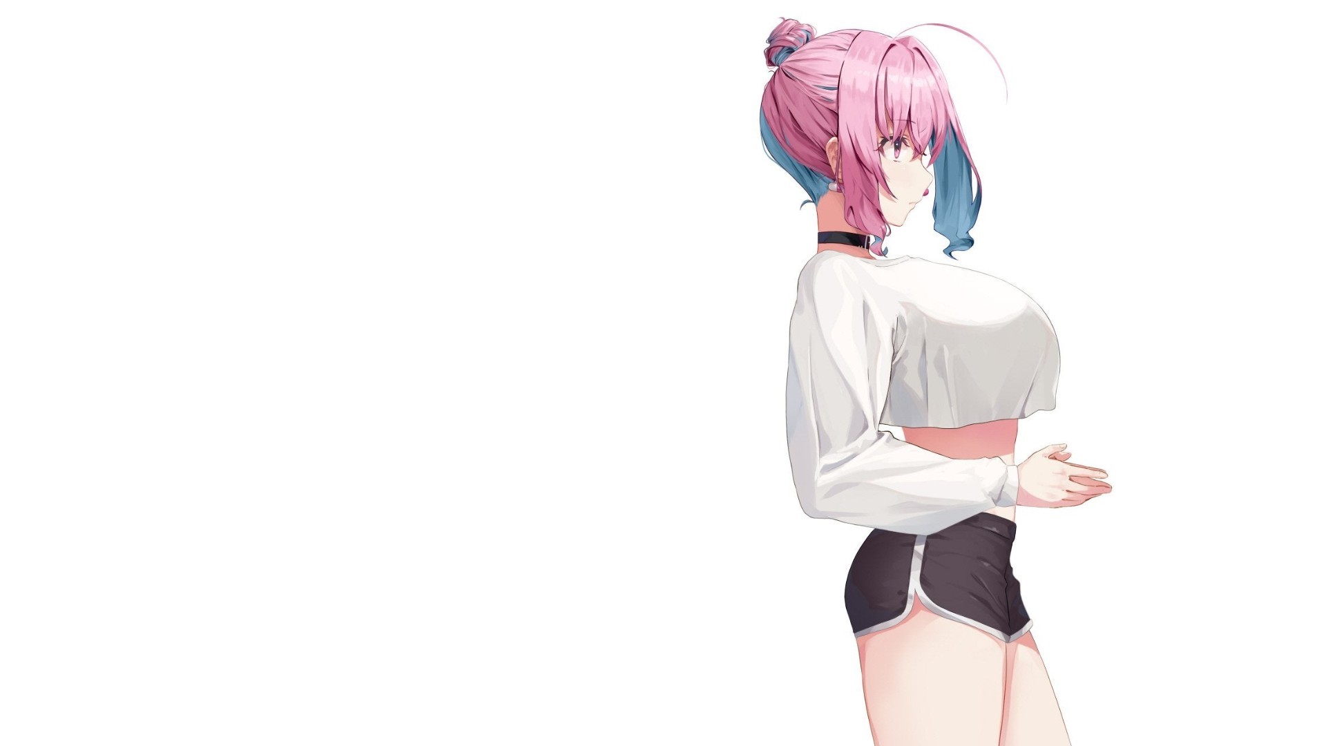 Anime girl with pink and blue hair HD Wallpaper
