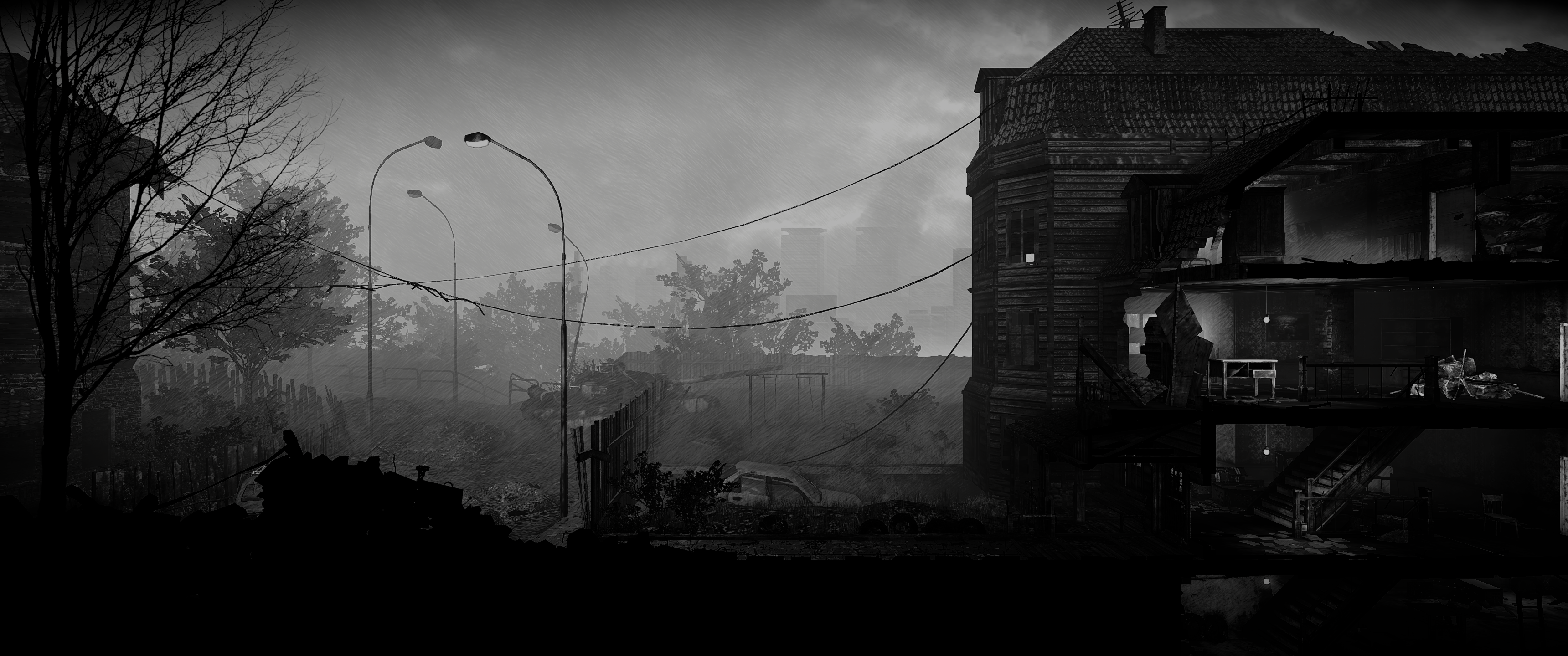 This War of Mine monochrome gloomy ultrawide HD Wallpaper
