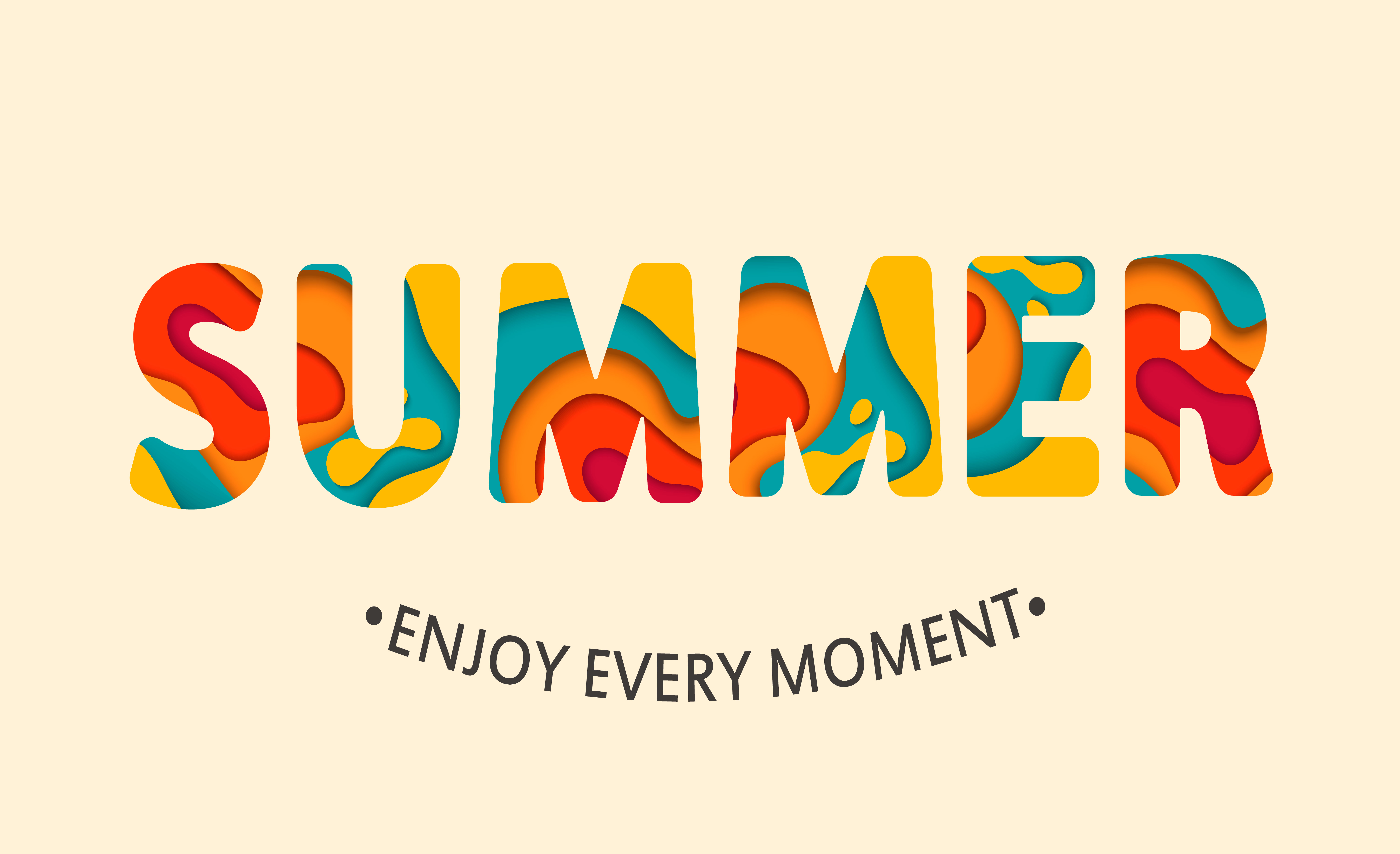 Summer text with "Enjoy Every Moment" quote HD Wallpaper