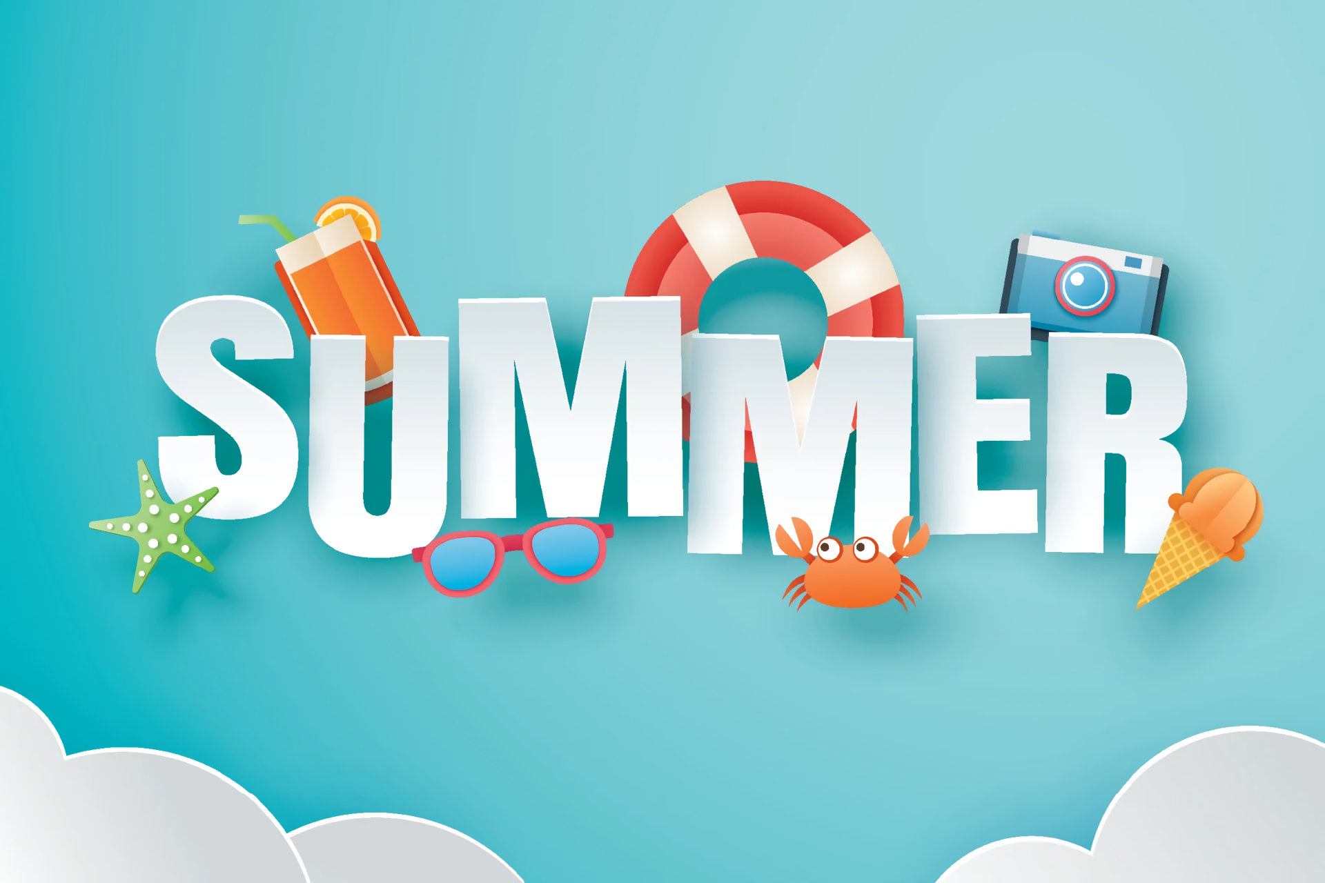 Summer with beach elements HD Wallpaper