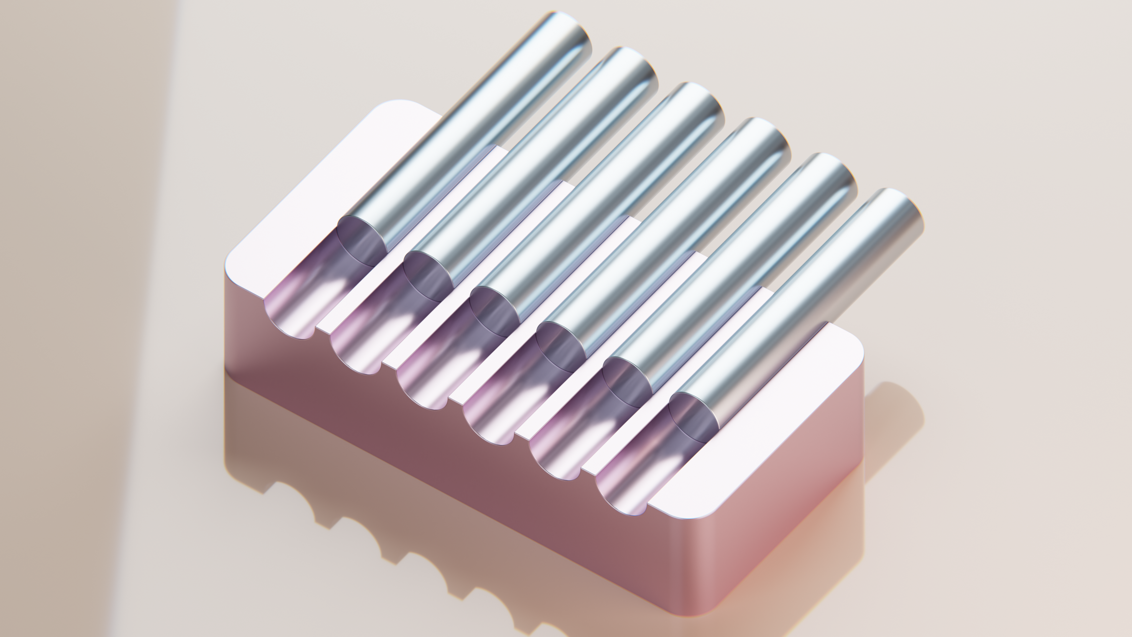 Abstract 3D Render of Metallic Rods in Pink Holder HD Wallpaper