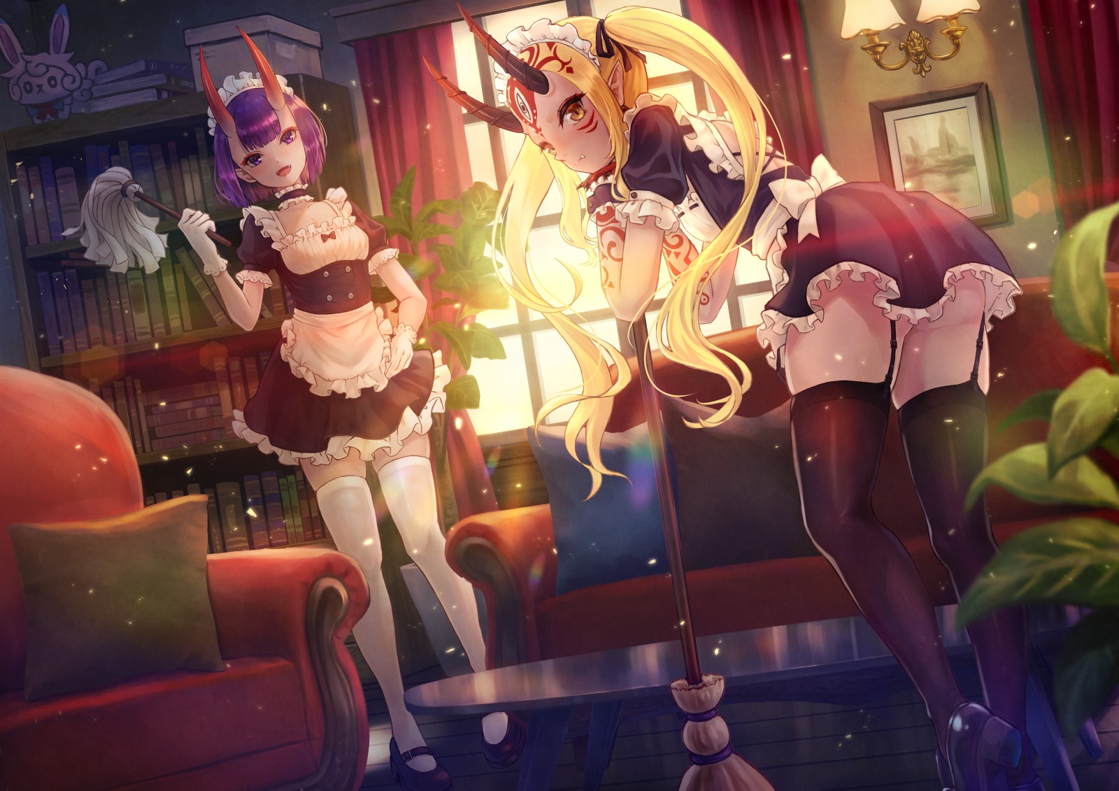 Shuten Douji and Ibaraki Douji from Fate/Grand Order as maids HD Wallpaper
