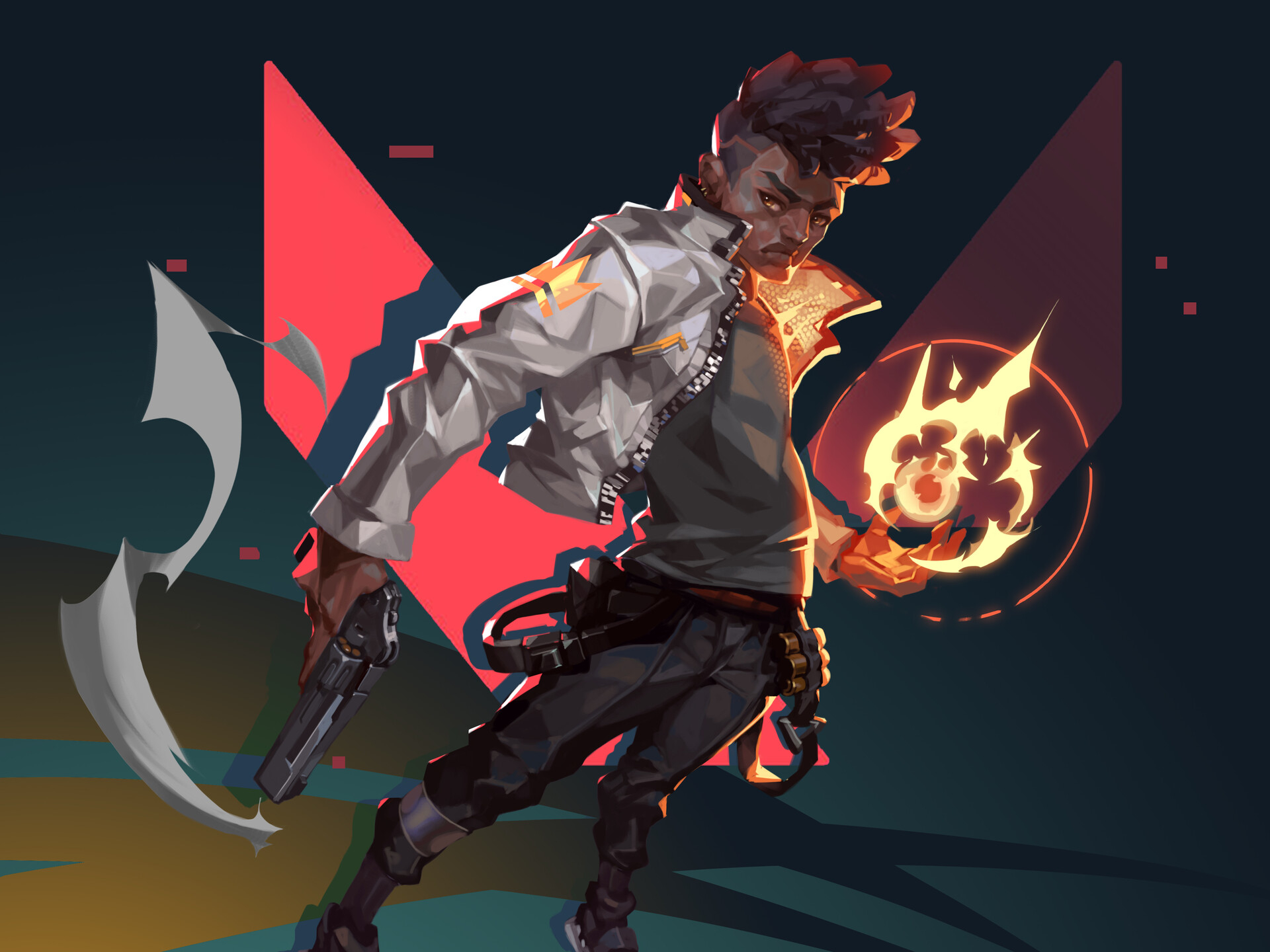 Phoenix from Valorant holding a gun and fire HD Wallpaper