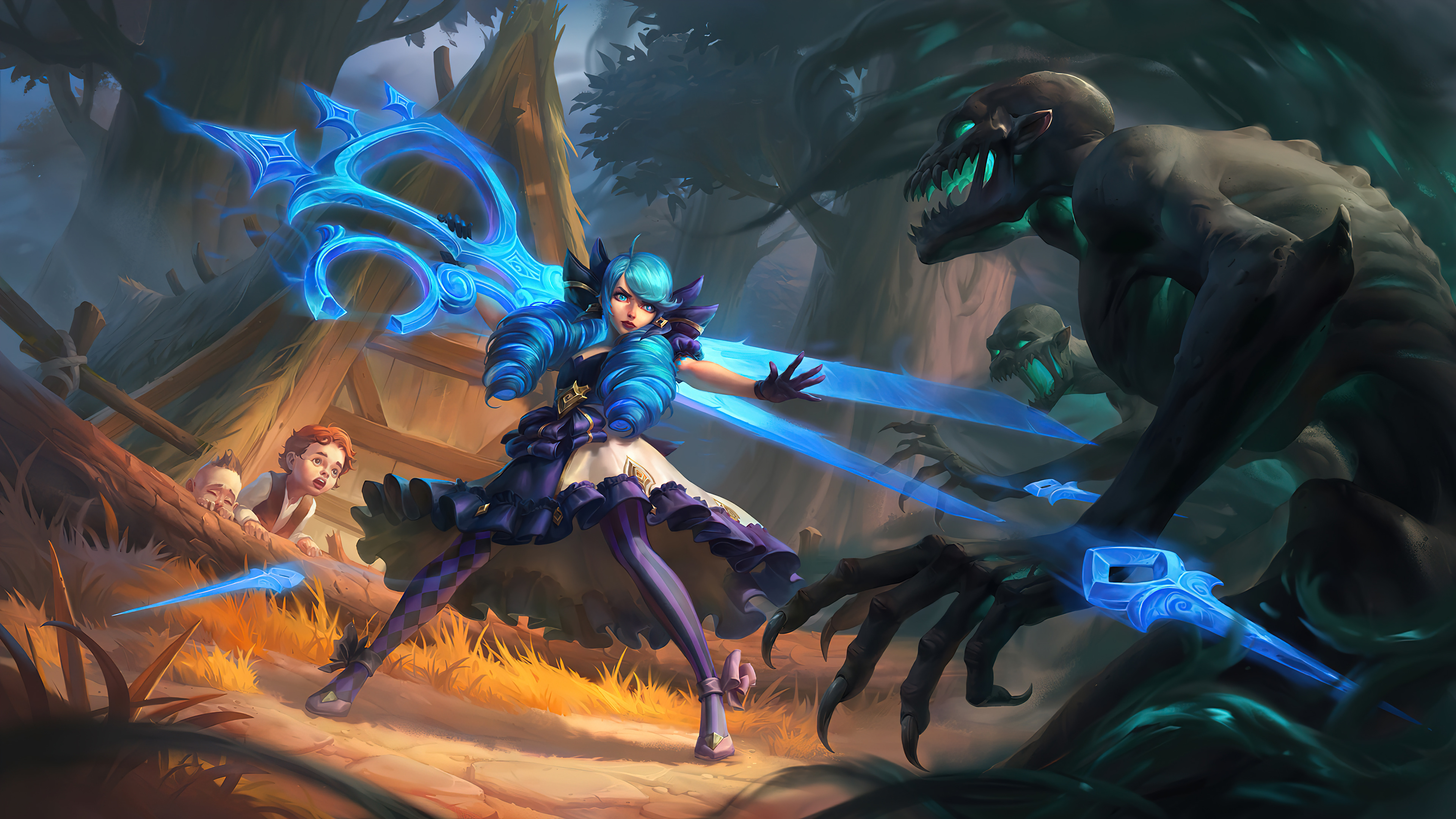 Gwen fighting monsters with scissors HD Wallpaper