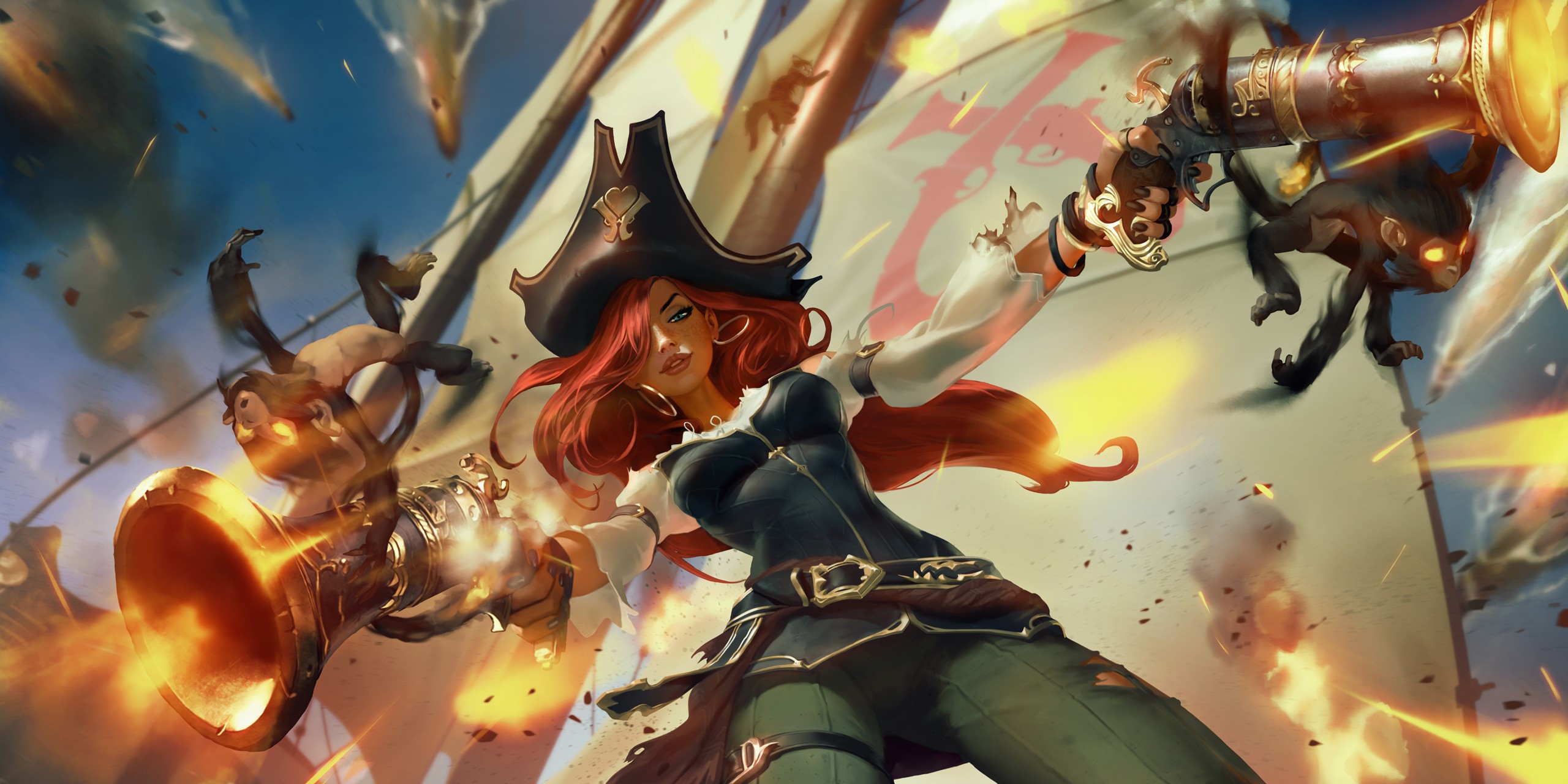 Miss Fortune from League of Legends firing pistols HD Wallpaper