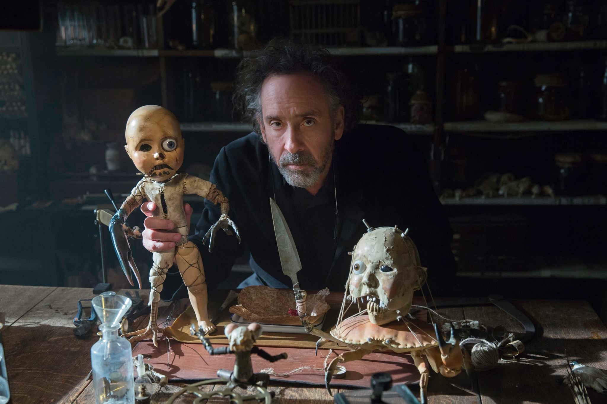 Tim Burton with his dolls HD Wallpaper