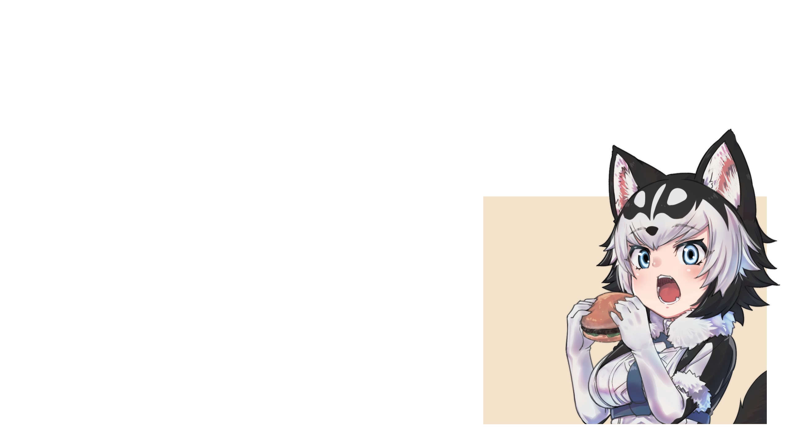 Anime girl with dog ears eating a burger HD Wallpaper