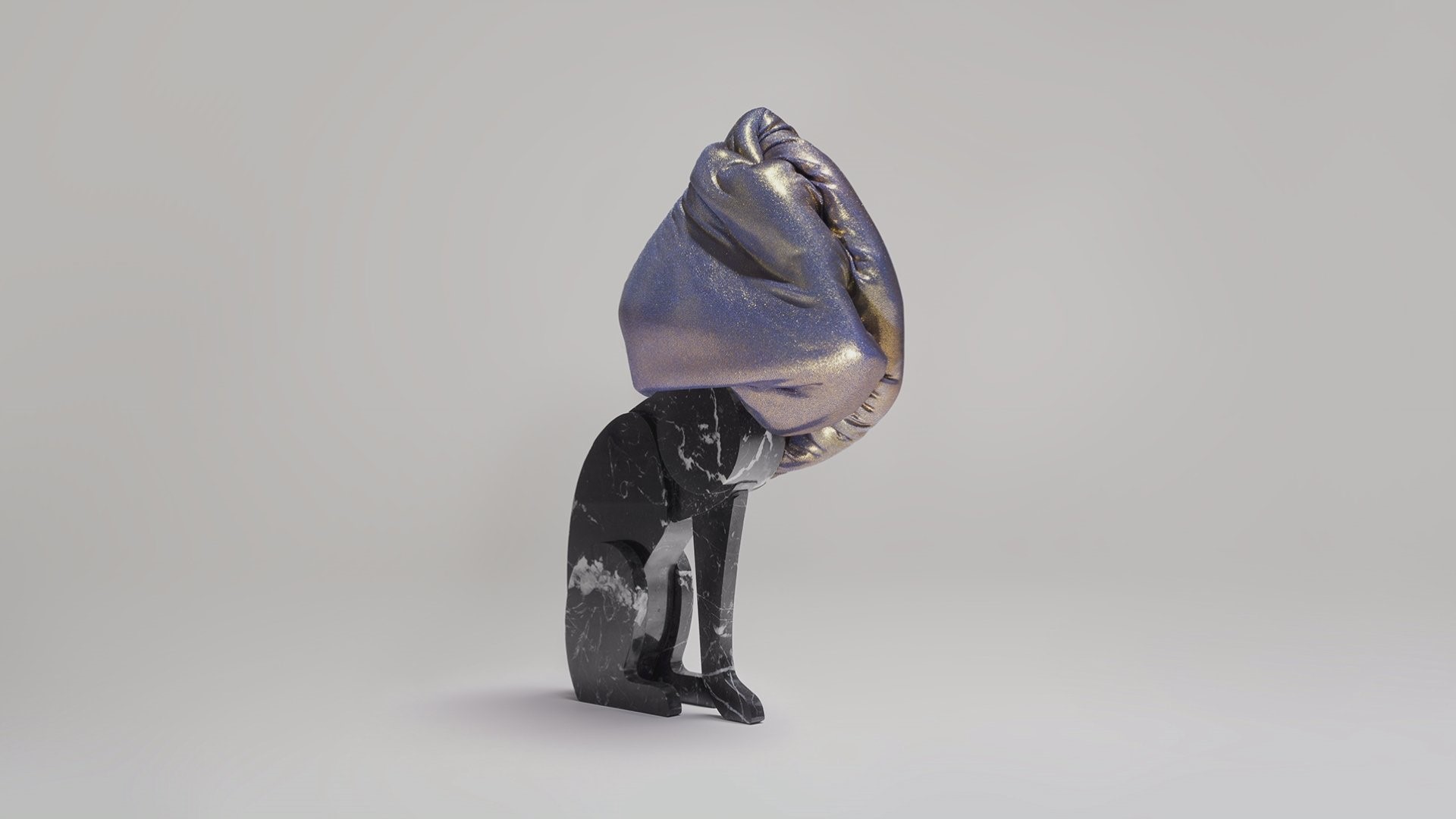 Sculpture of a seated figure with a draped head HD Wallpaper