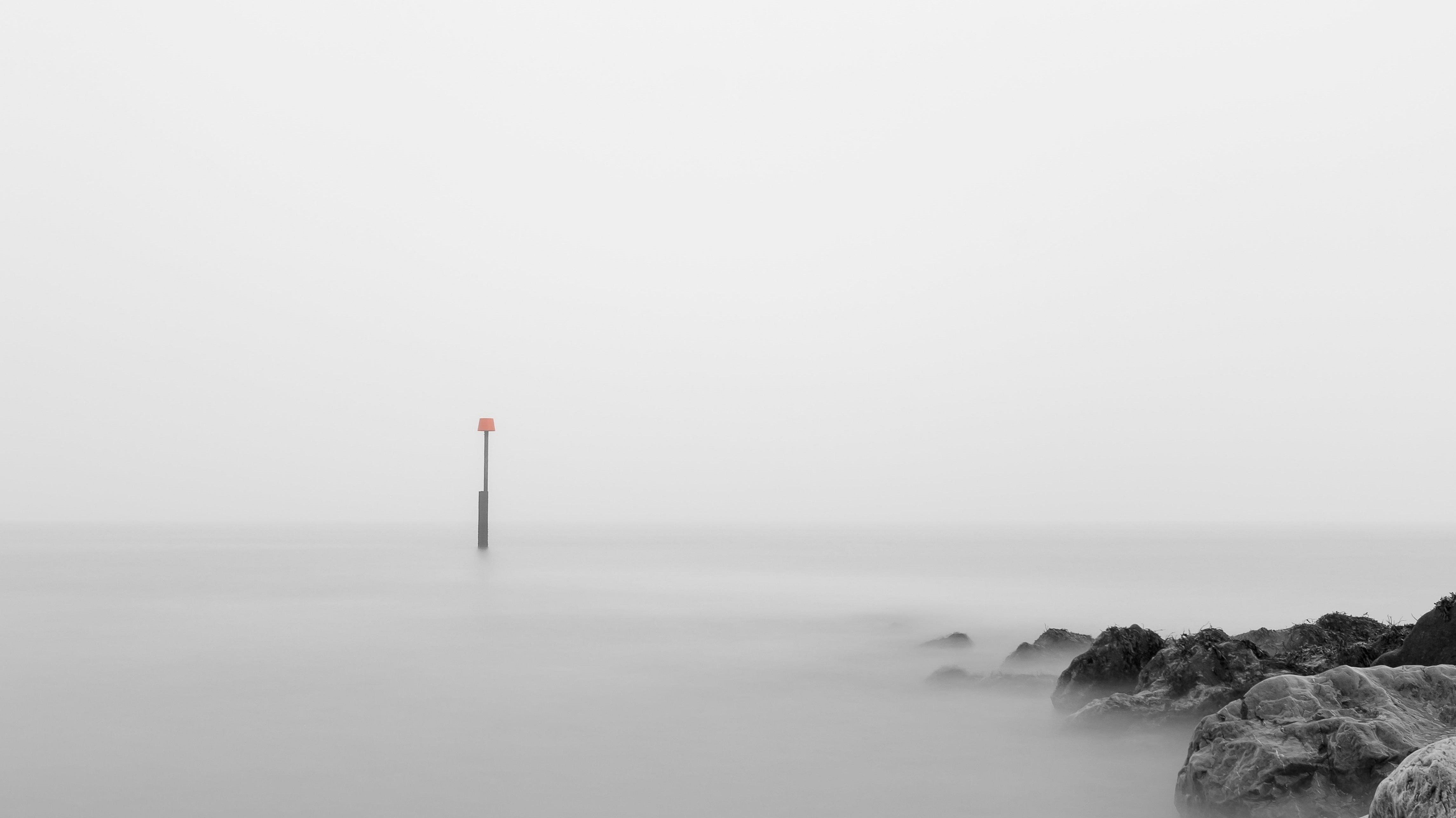 4K sea marker and rocks HD Wallpaper