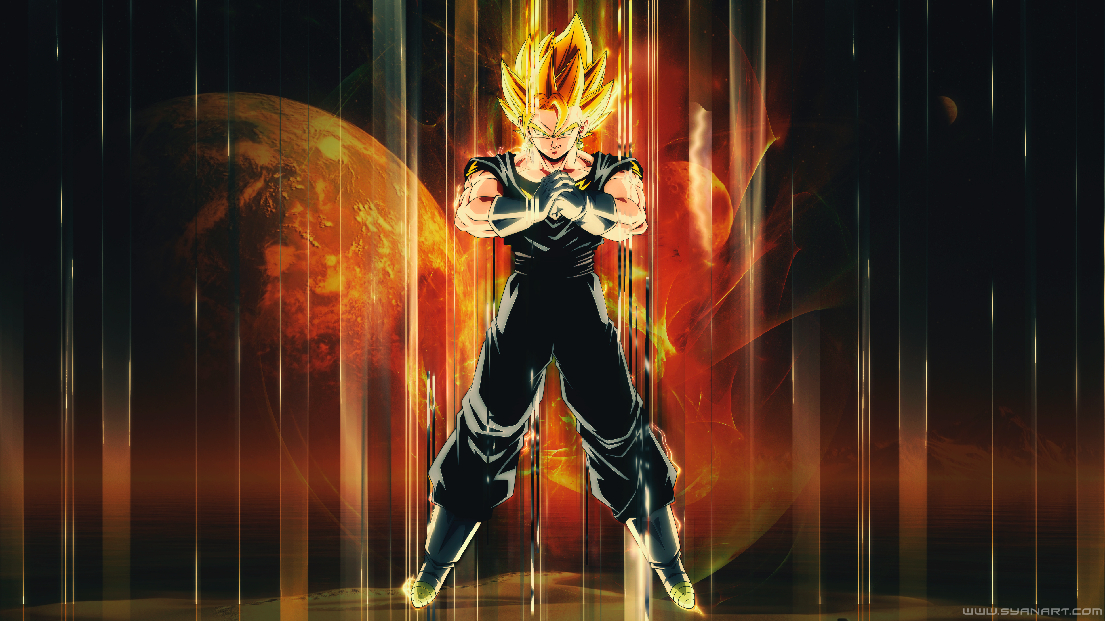 Vegito from Dragon Ball Z in a dynamic pose HD Wallpaper