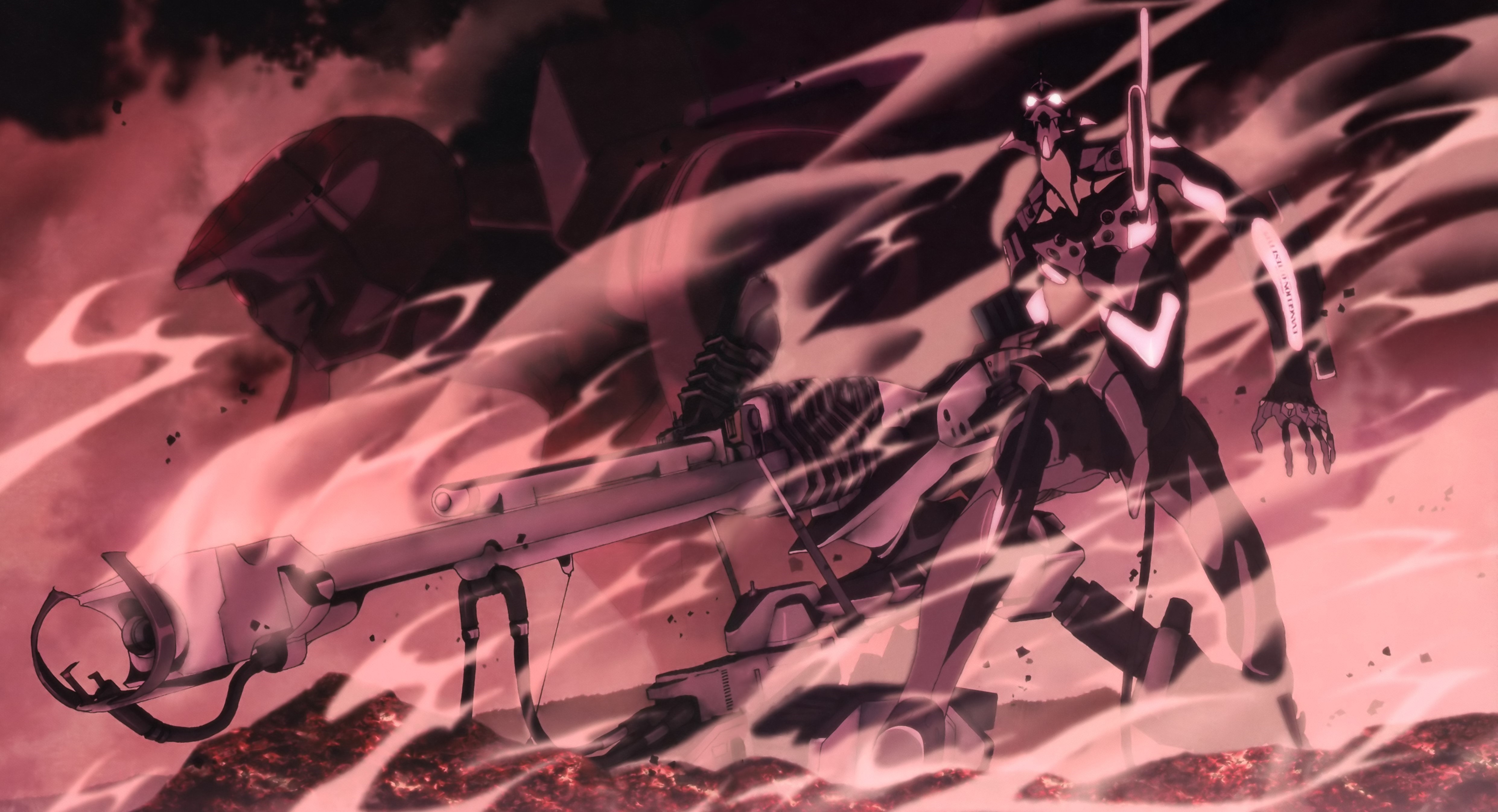 Evangelion Unit-01 with a large weapon HD Wallpaper