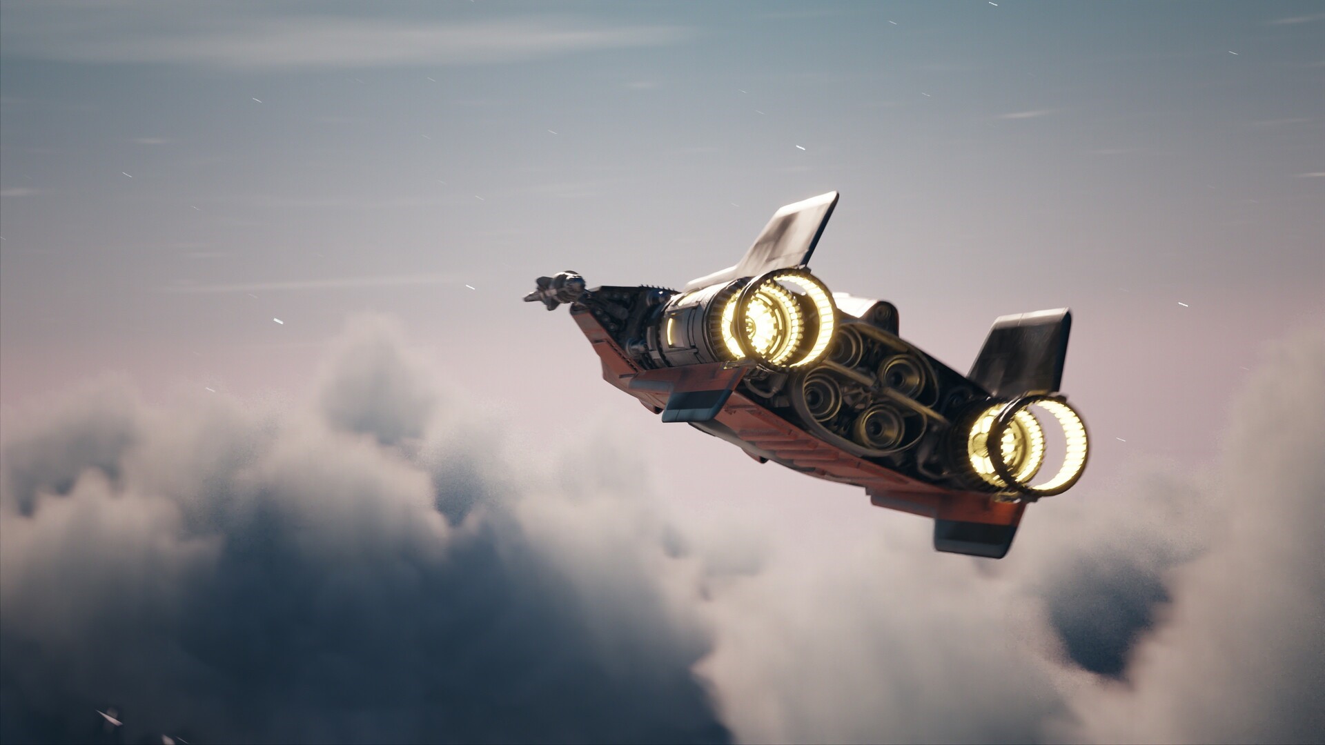Star Wars A-Wing flying through clouds HD Wallpaper