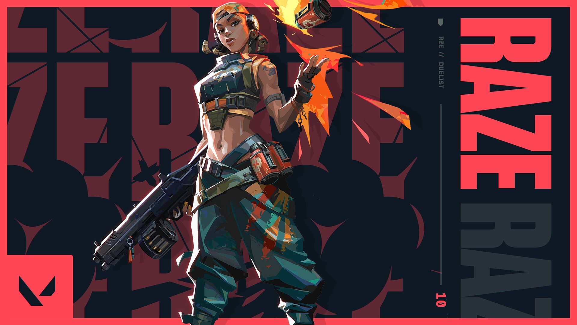 Raze from Valorant with a weapon HD Wallpaper