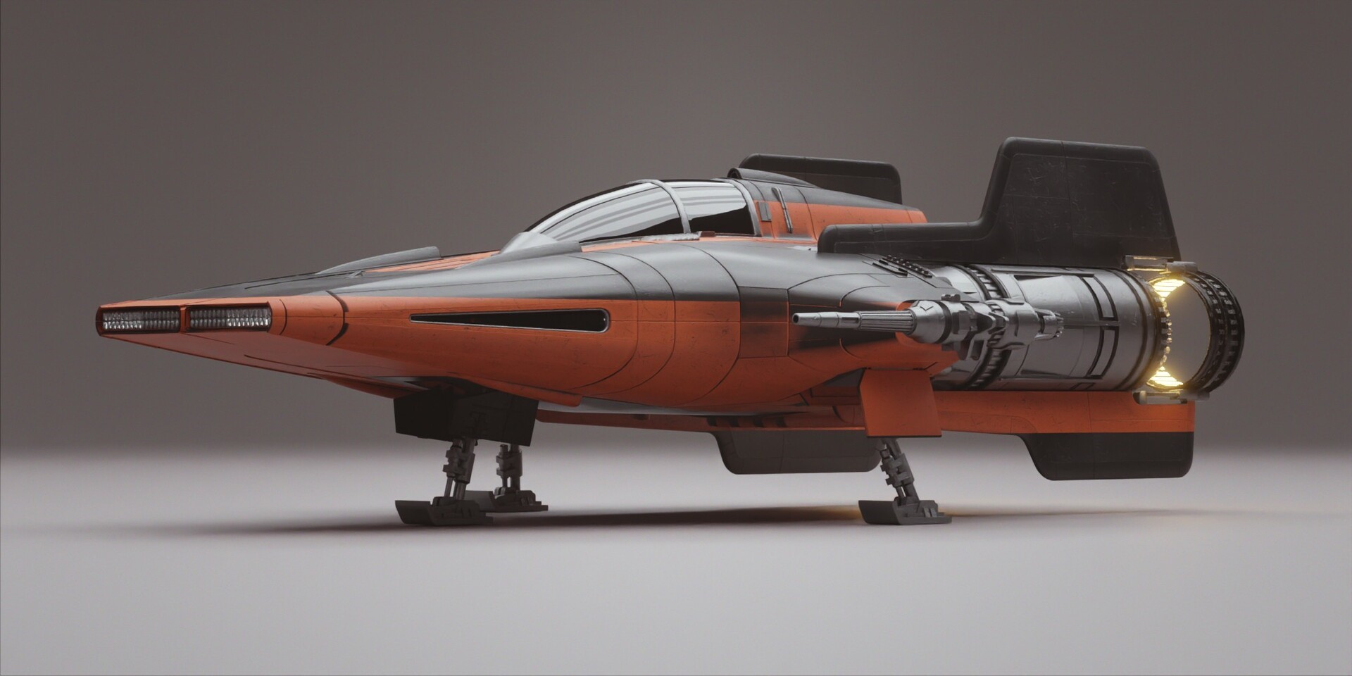 Orange and black Star Wars A-Wing fighter render HD Wallpaper