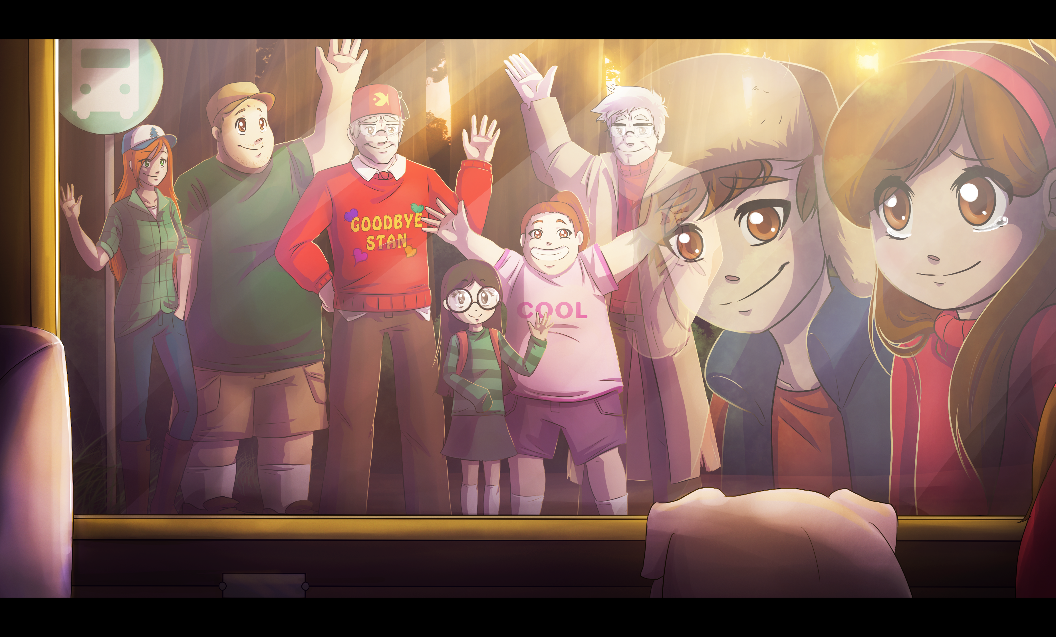 Gravity Falls characters waving goodbye HD Wallpaper