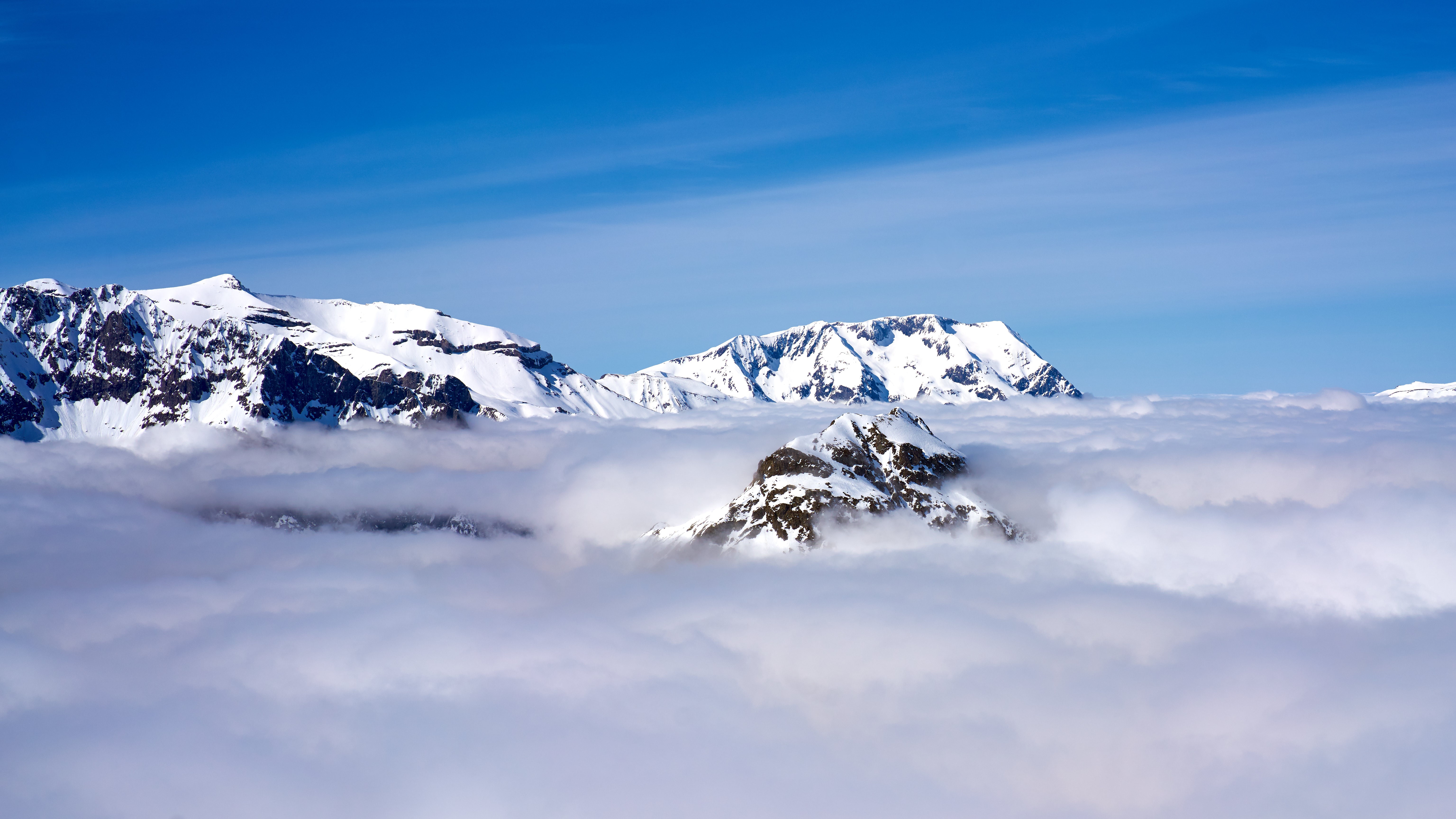 Snowy Alps Mountains Above Clouds HD Wallpaper