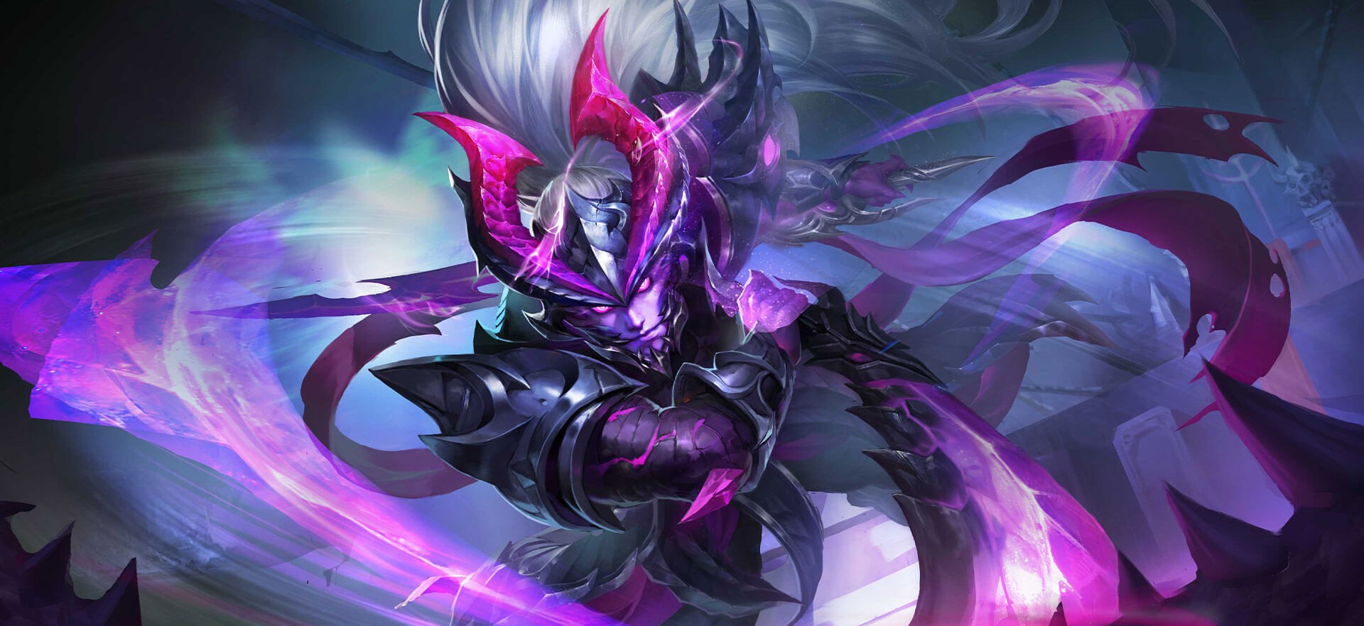 Fantasy warrior with purple energy HD Wallpaper