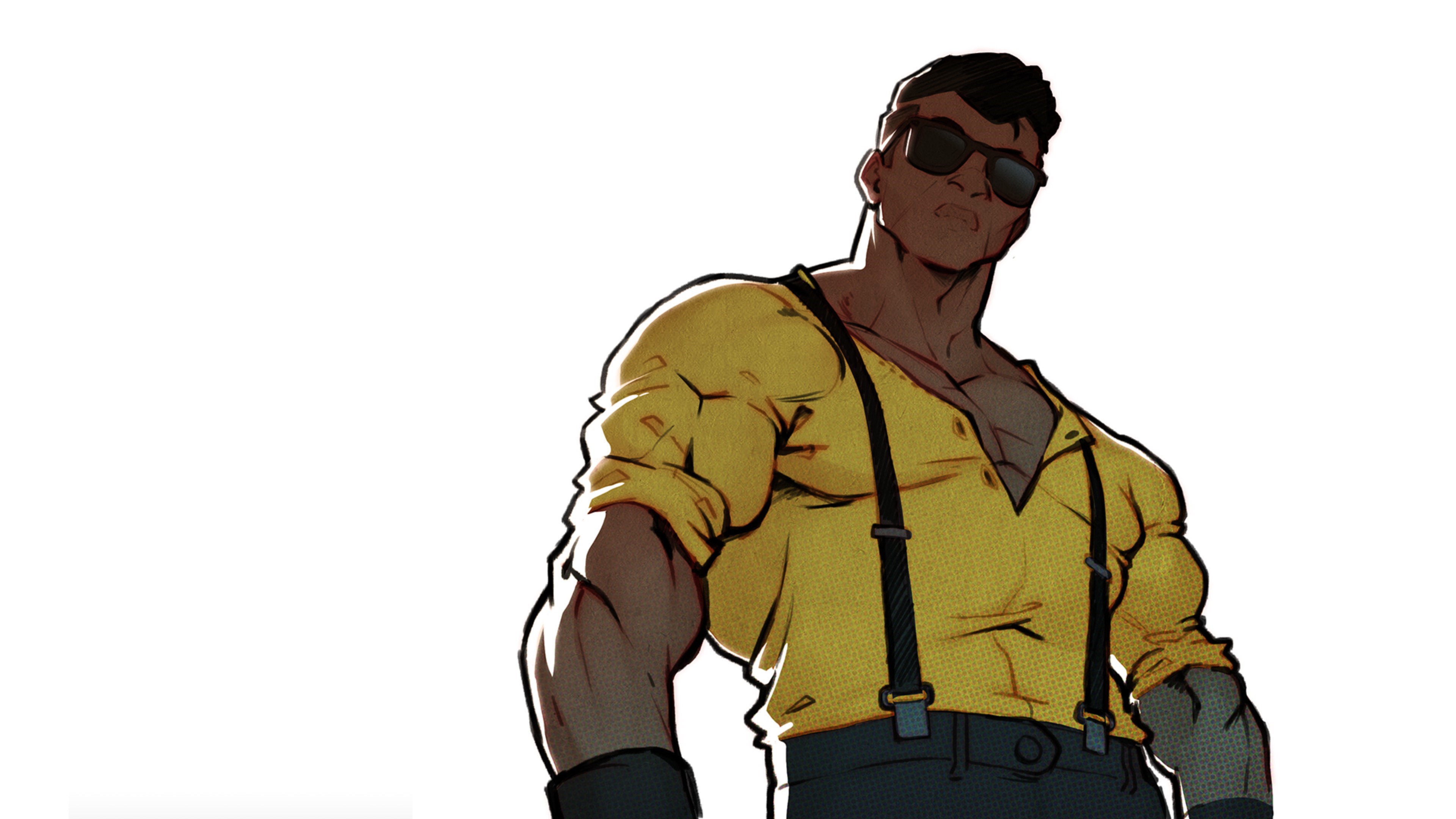 Adam Hunter from Streets of Rage 4 wearing sunglasses and a yellow shirt HD Wallpaper