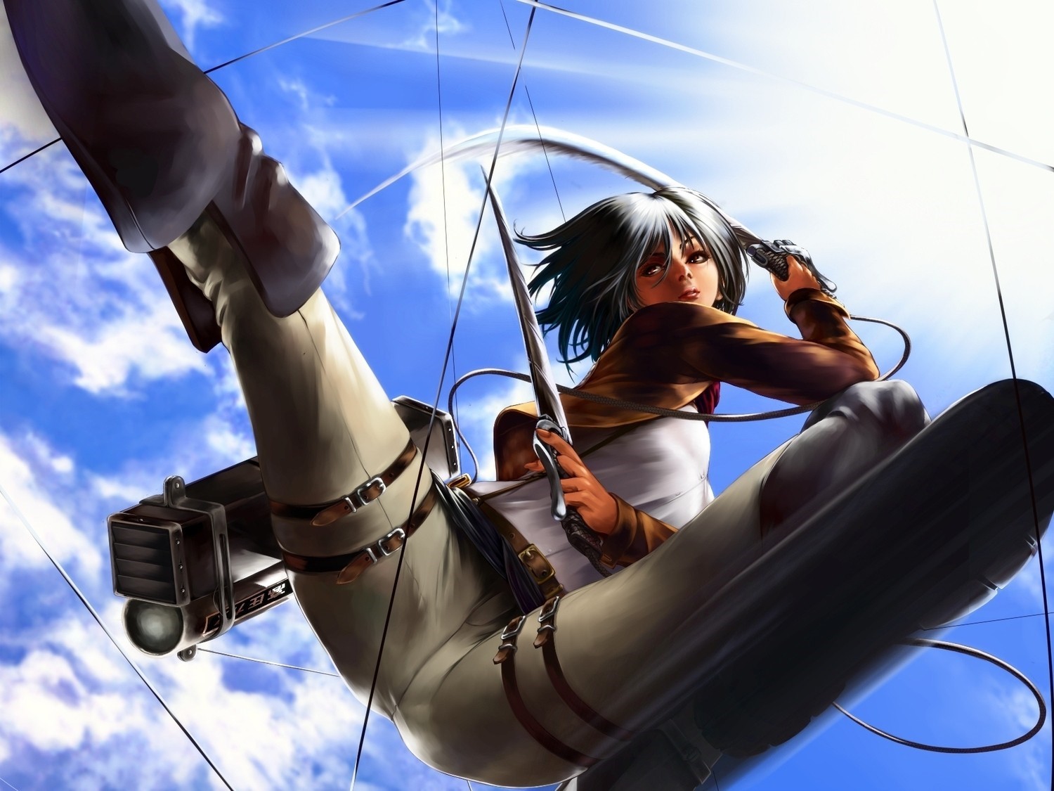 Mikasa Ackerman from Attack on Titan with swords HD Wallpaper