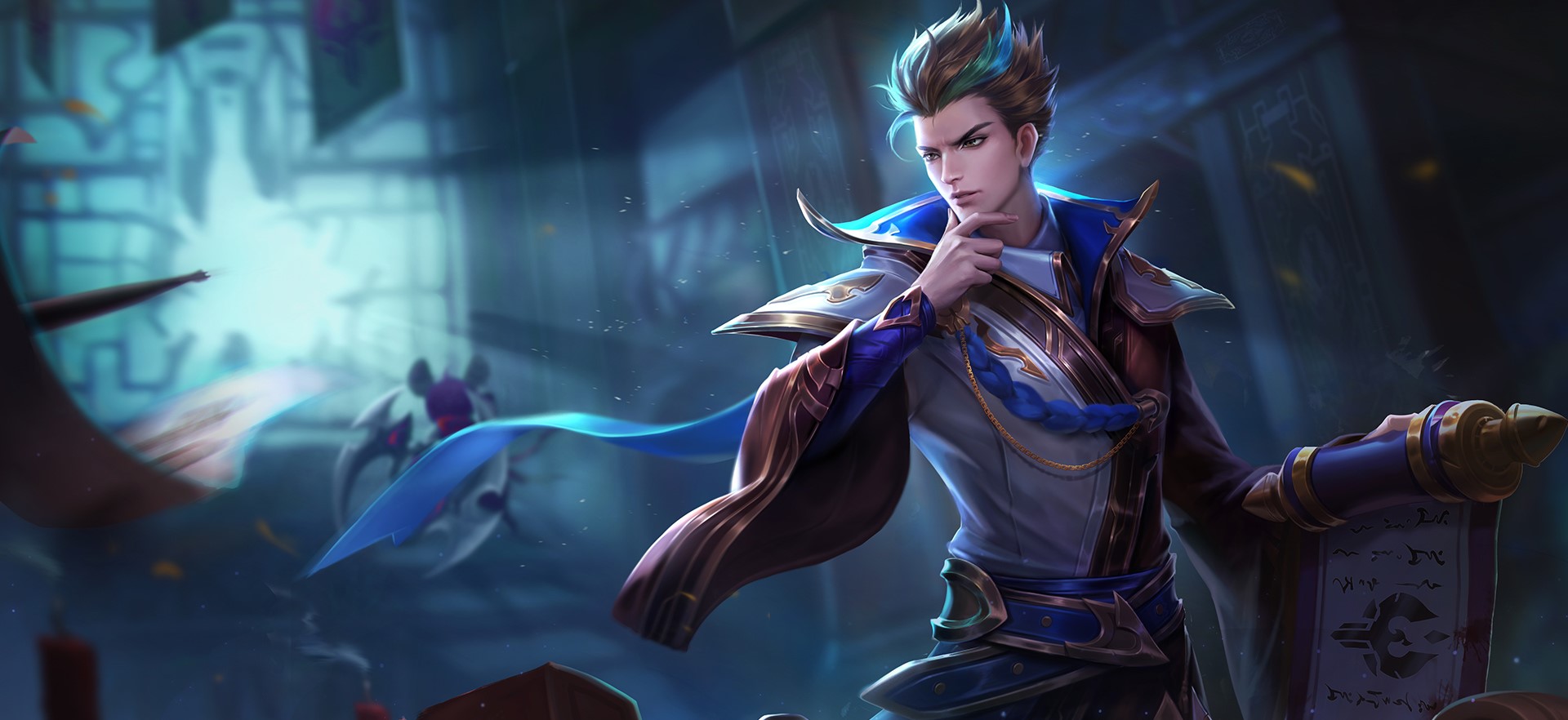Anime boy with blue and gold robes HD Wallpaper