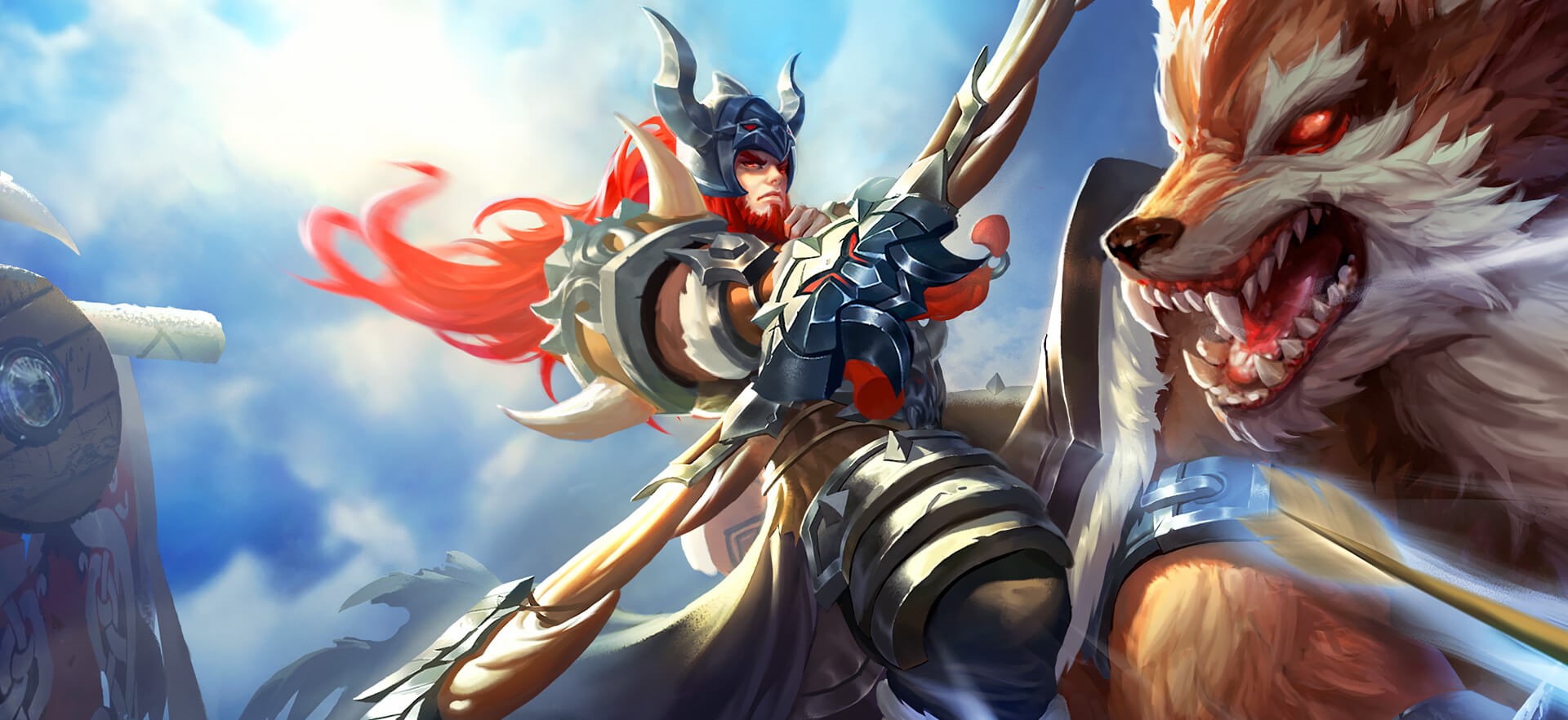 Fantasy warrior riding a wolf HD Wallpaper