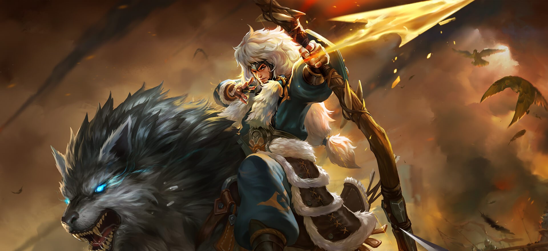 Fantasy Archer Riding a Wolf HD Wallpaper
