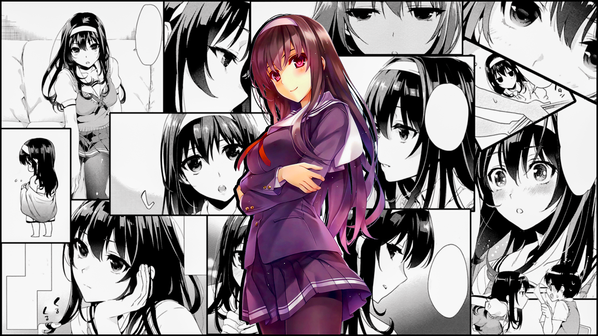 Kasumigaoka Utaha from Saenai Heroine no Sodatekata School Uniform Collage HD Wallpaper
