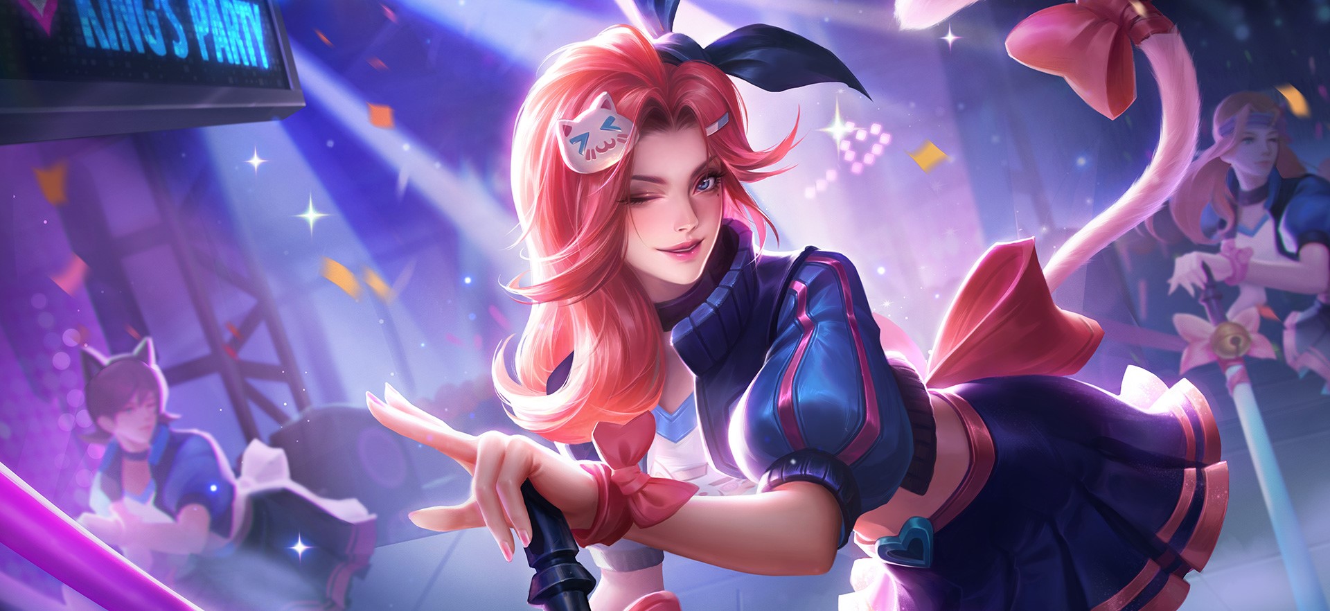 Girl with pink hair and bunny ears at King's Party HD Wallpaper