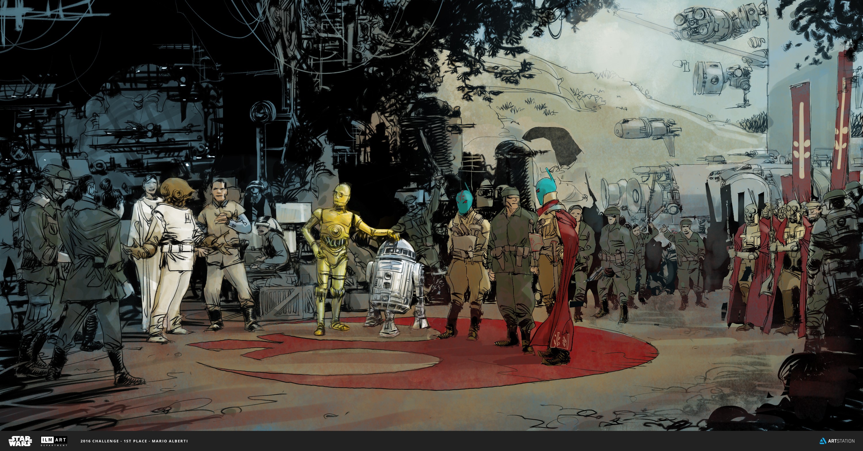 Star Wars characters and soldiers in a gathering HD Wallpaper
