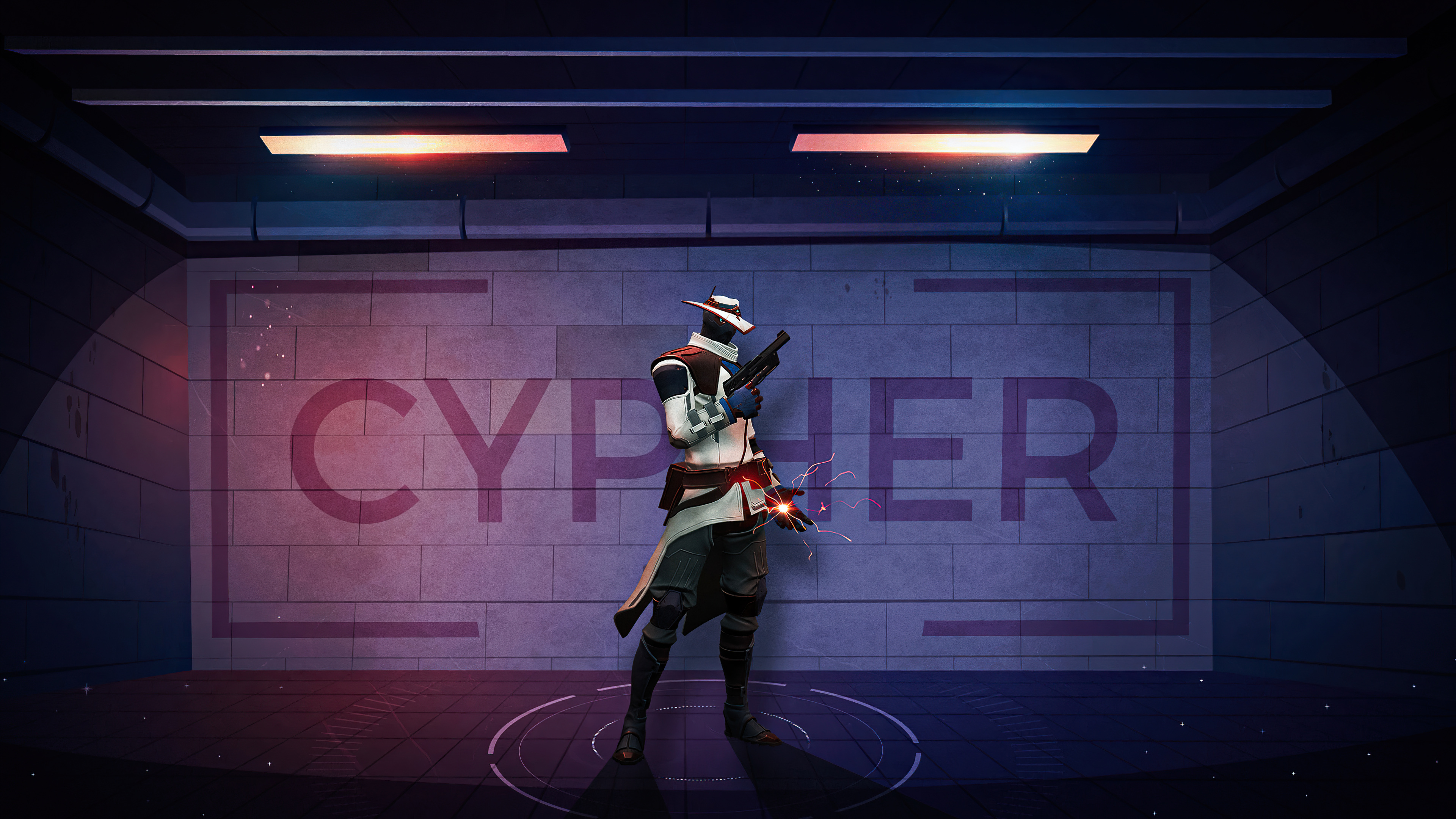Cypher from Valorant in a futuristic room HD Wallpaper