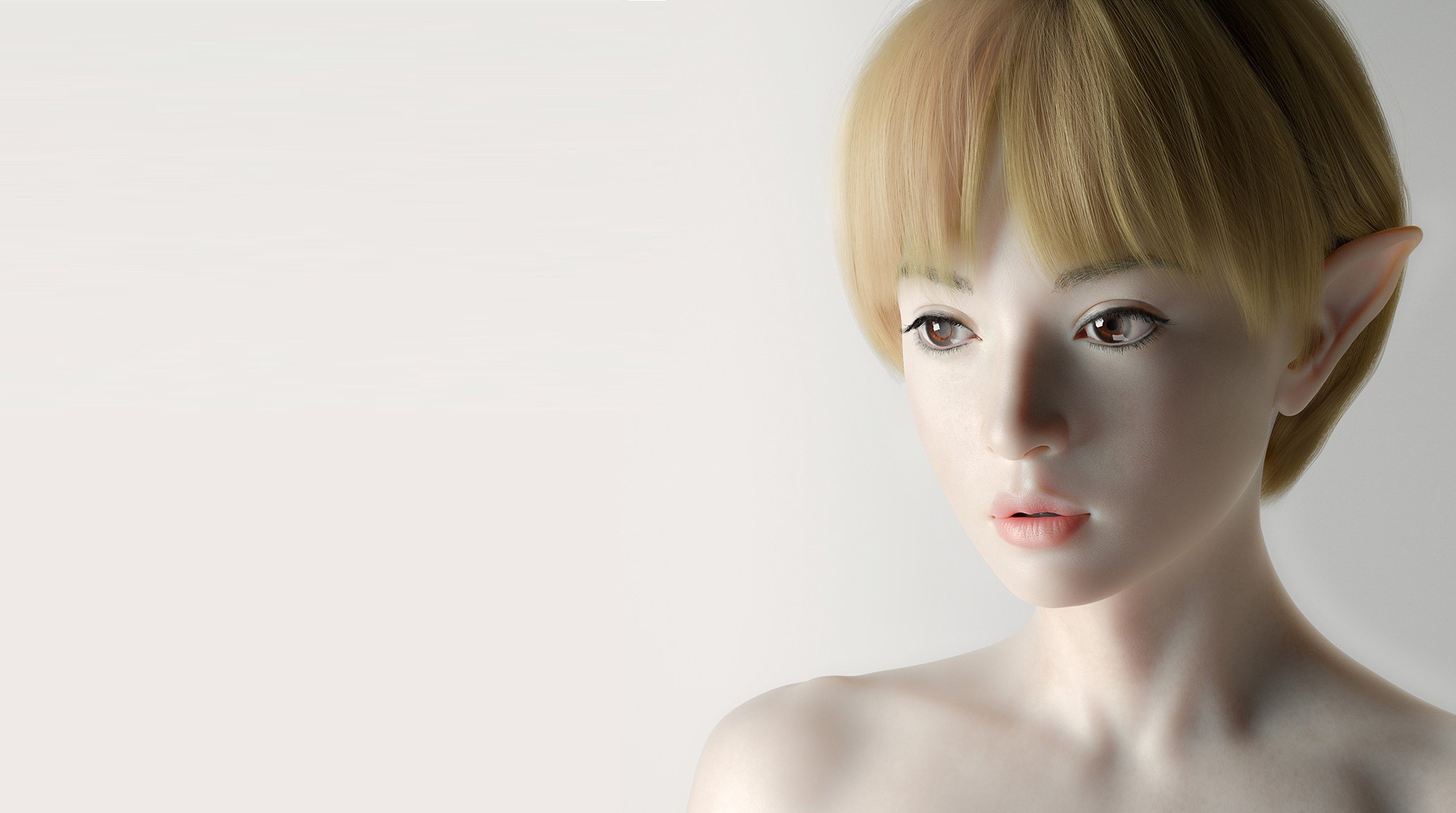 3D render of an elf girl with blonde hair HD Wallpaper