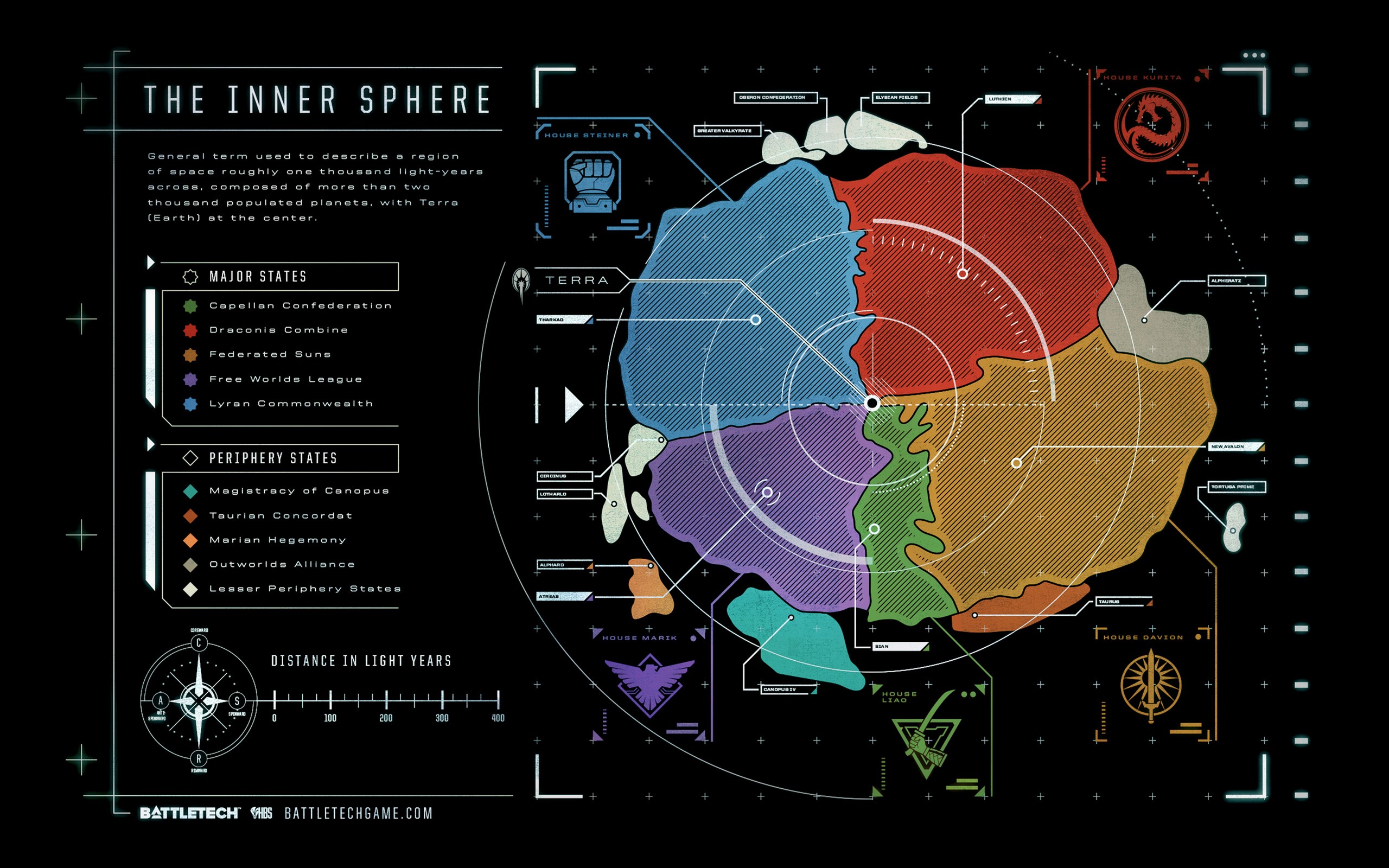 Battletech Inner Sphere Map with Major and Periphery States HD Wallpaper