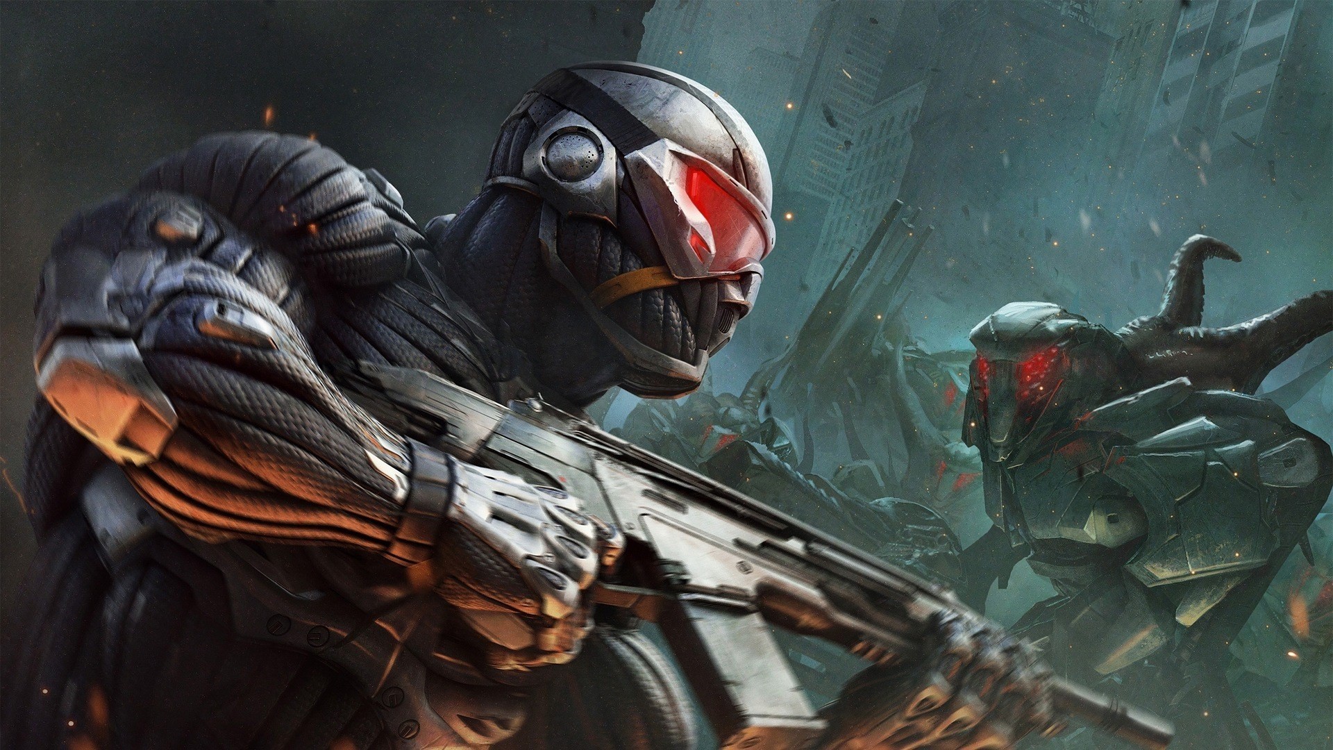 Soldier with Nanosuit and alien in Crysis 2 HD Wallpaper
