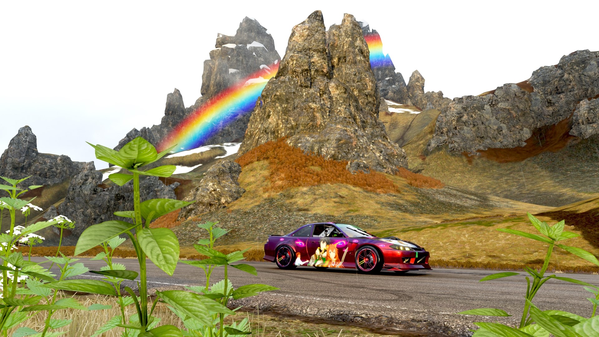 Raphtalia from Shield Hero's Nissan Silvia drifting on a mountain road HD Wallpaper