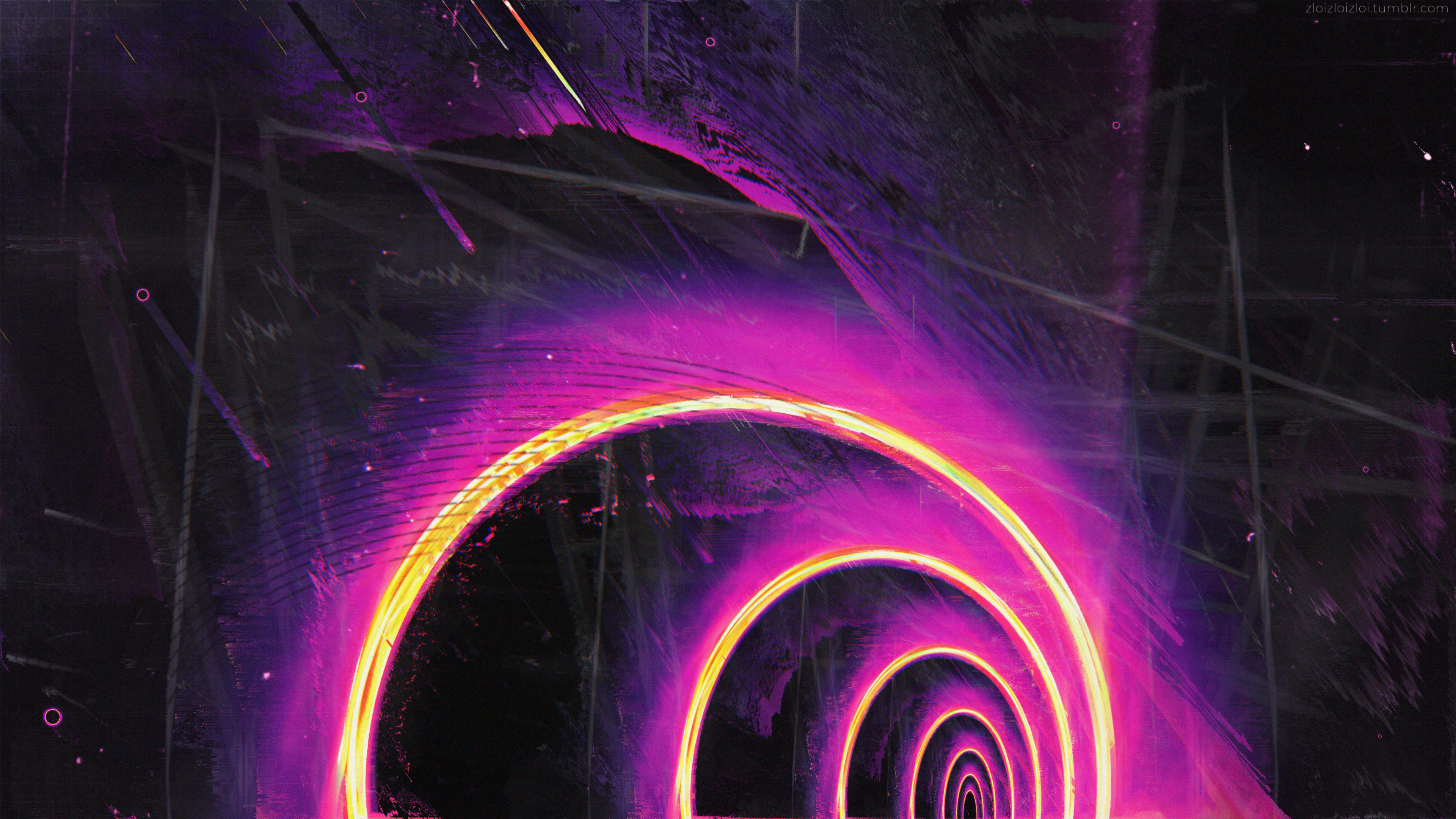 4K abstract glitch art circles HD Wallpaper